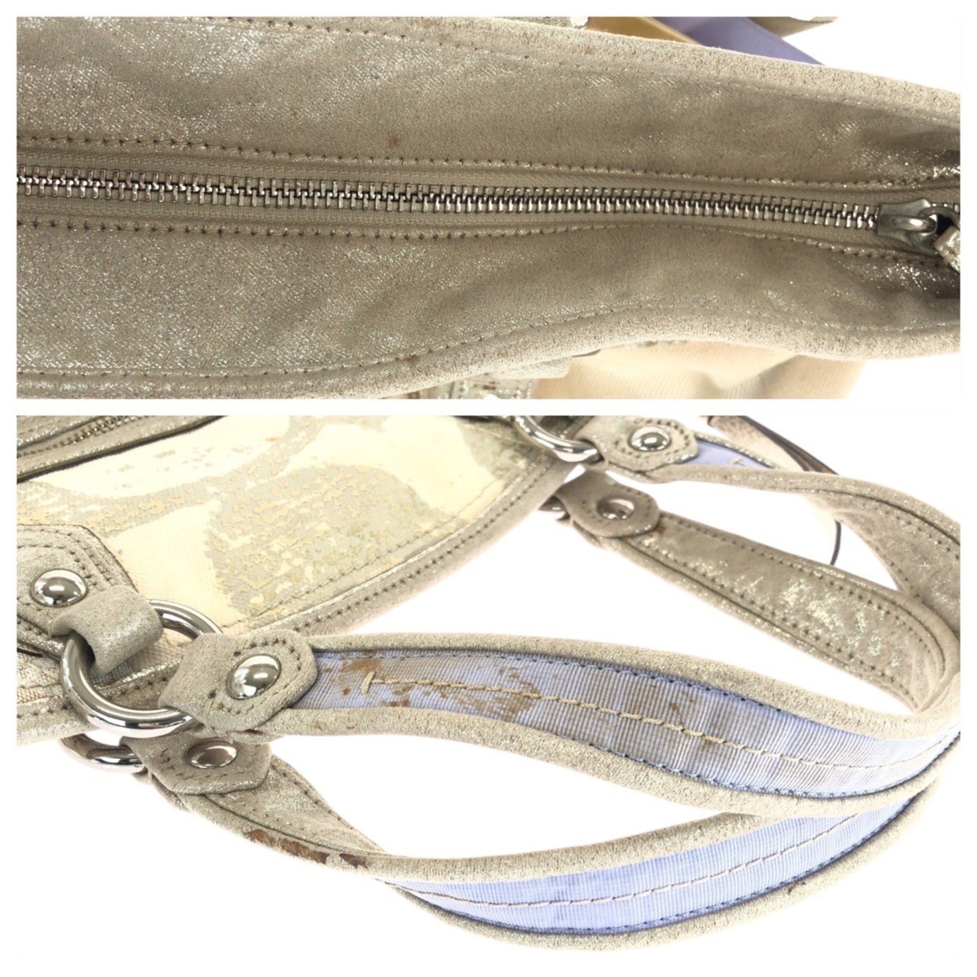 Coach Ivory Signature Line Handbag Tote Bag (Pre-Owned)