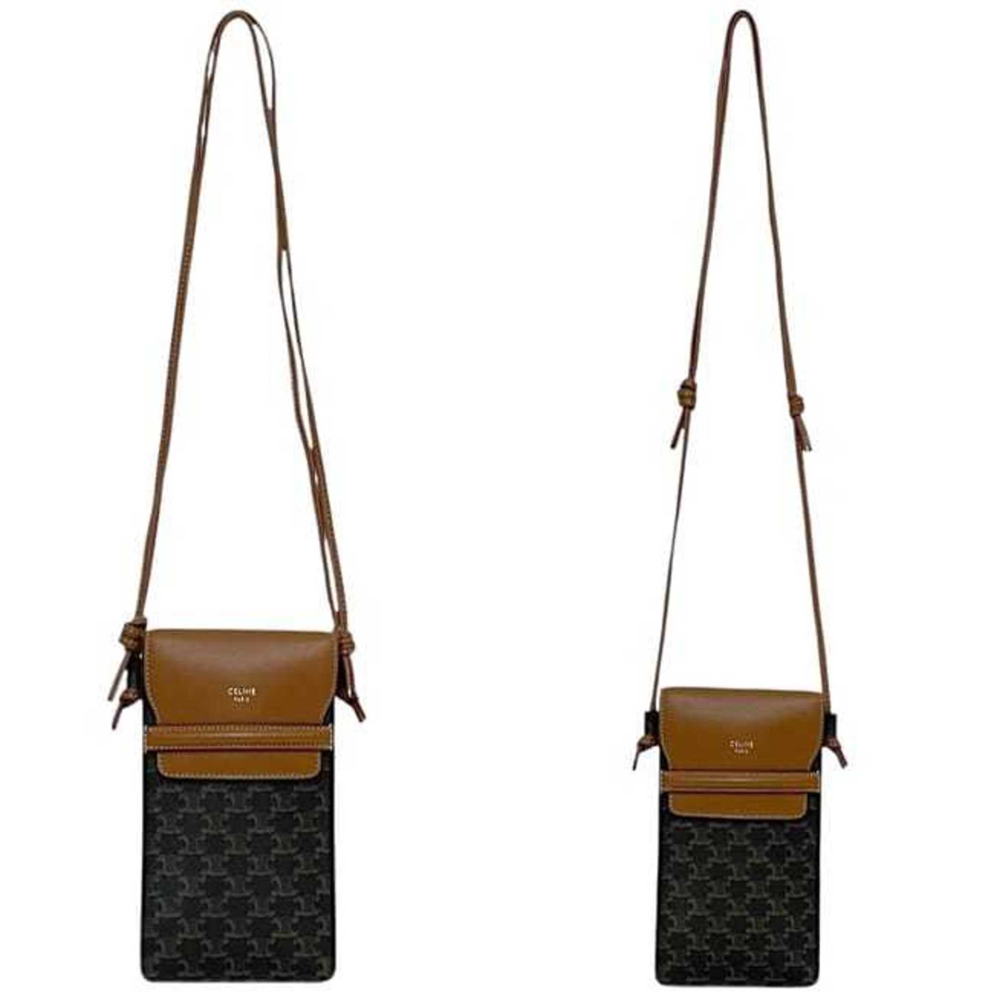 Celine Black Brown Pvc Leather Pochette Shoulder Bag (Pre-Owned)