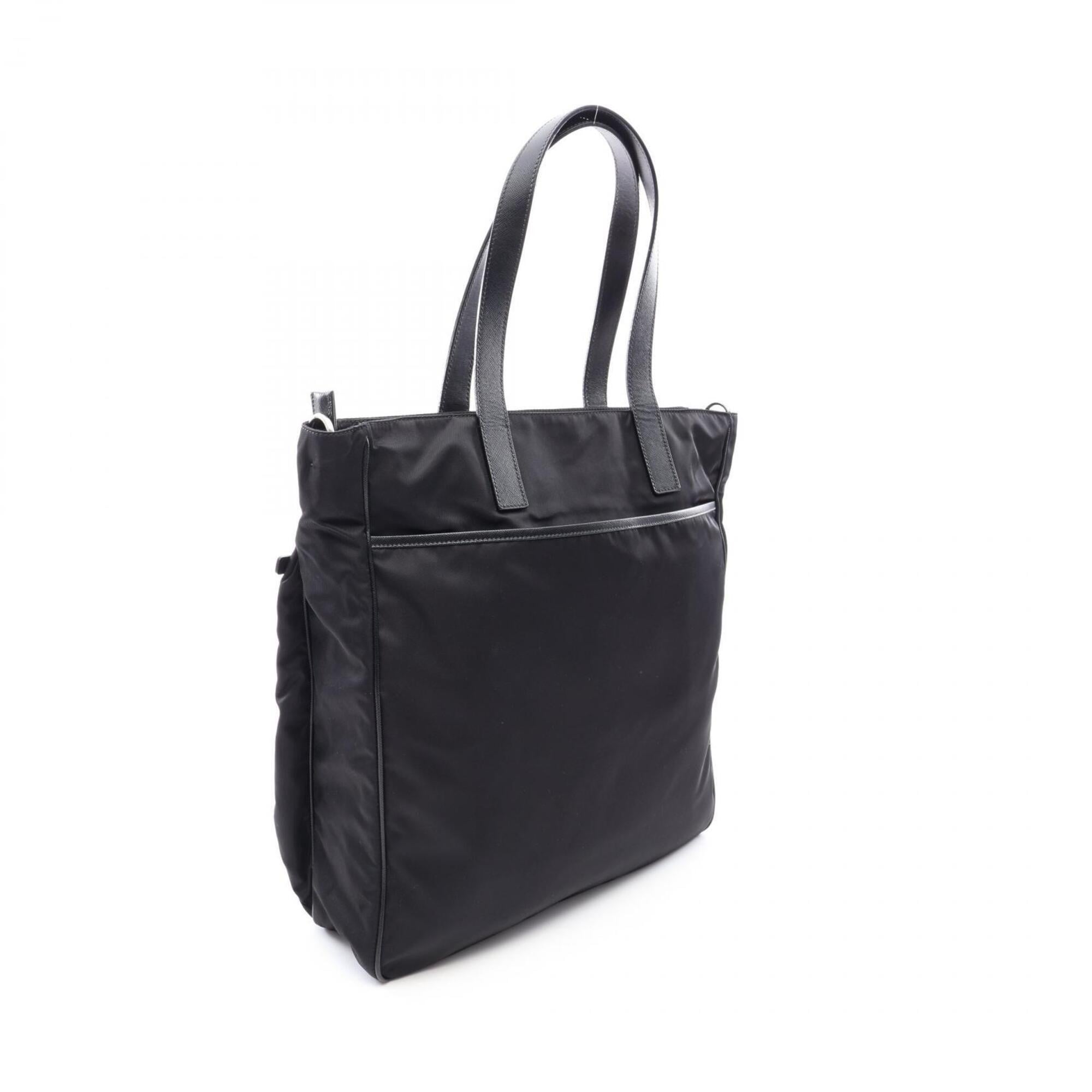 Prada Black Nylon Leather Tote Bag (Pre-Owned)