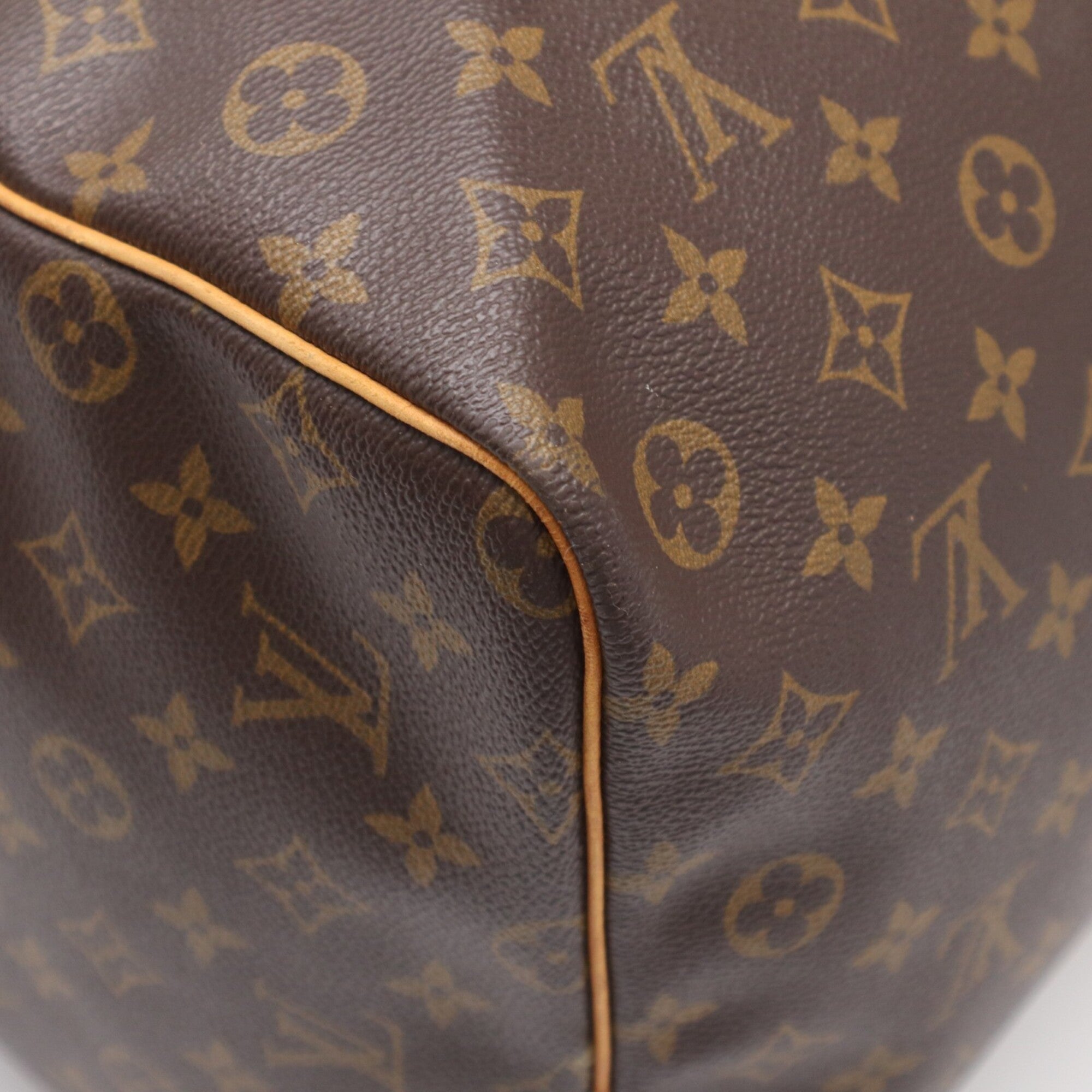 Louis Vuitton Monogram Beige Brown Coated Canvas Leather Boston Bag (Pre-Owned)