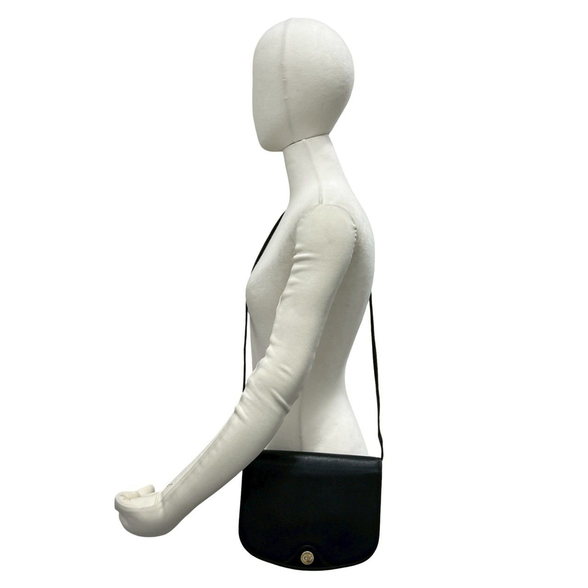 Christian Dior Black Leather Pochette Shoulder Bag (Pre-Owned)