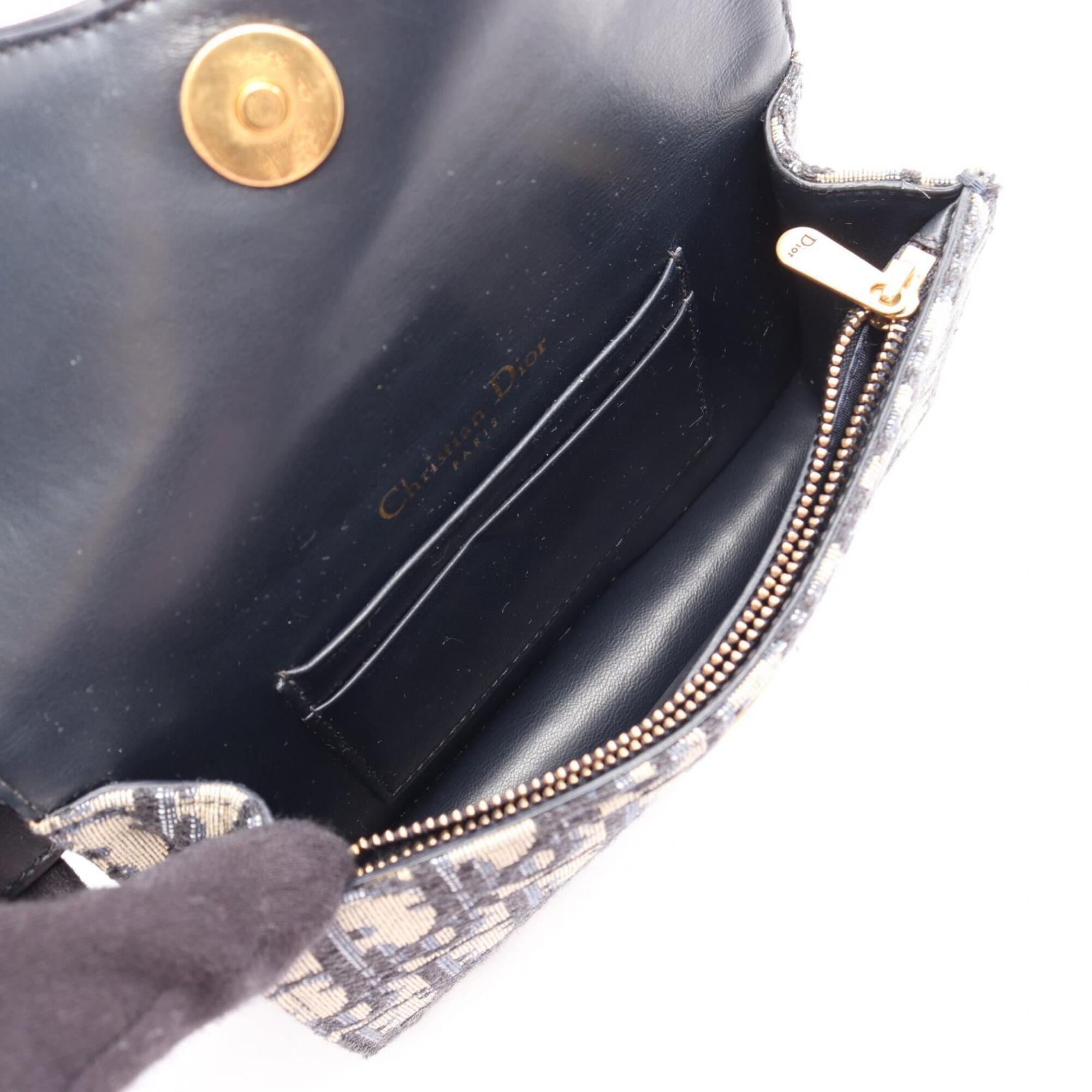 Christian Dior Beige Navy Canvas Leather Fanny Pack Handbag Saddle Bag (Pre-Owned)