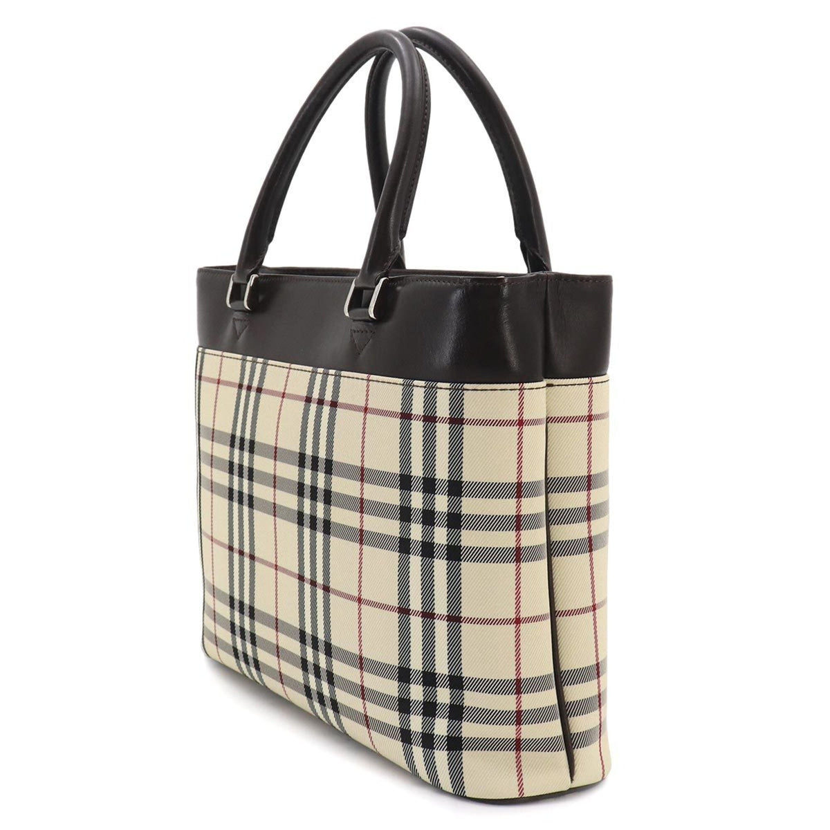 Burberry Beige Brown Canvas Leather Tote Bag (Pre-Owned)