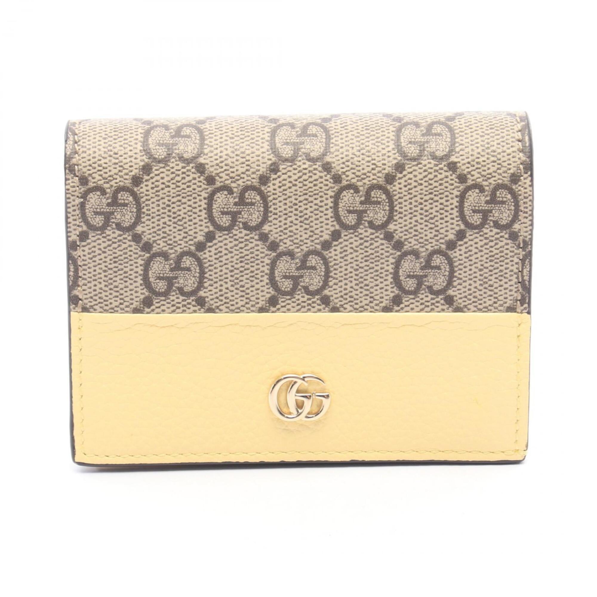 Gucci Beige Brown Yellow Leather Pvc Wallet (Bi-Fold) (Pre-Owned)