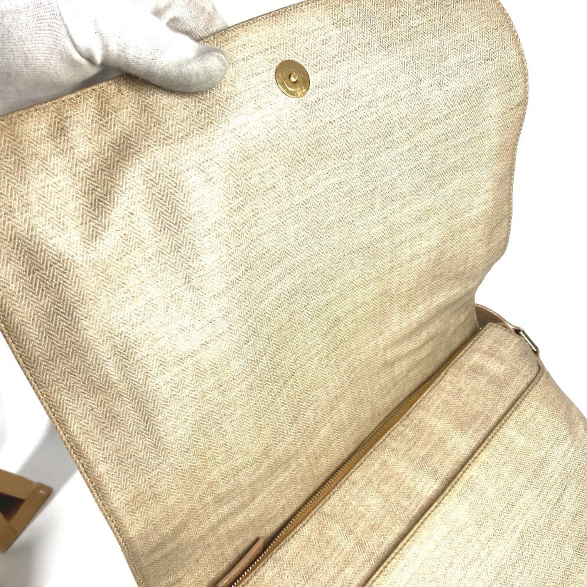 Bvlgari Beige Leather Coated Canvas Shoulder Bag (Pre-Owned)