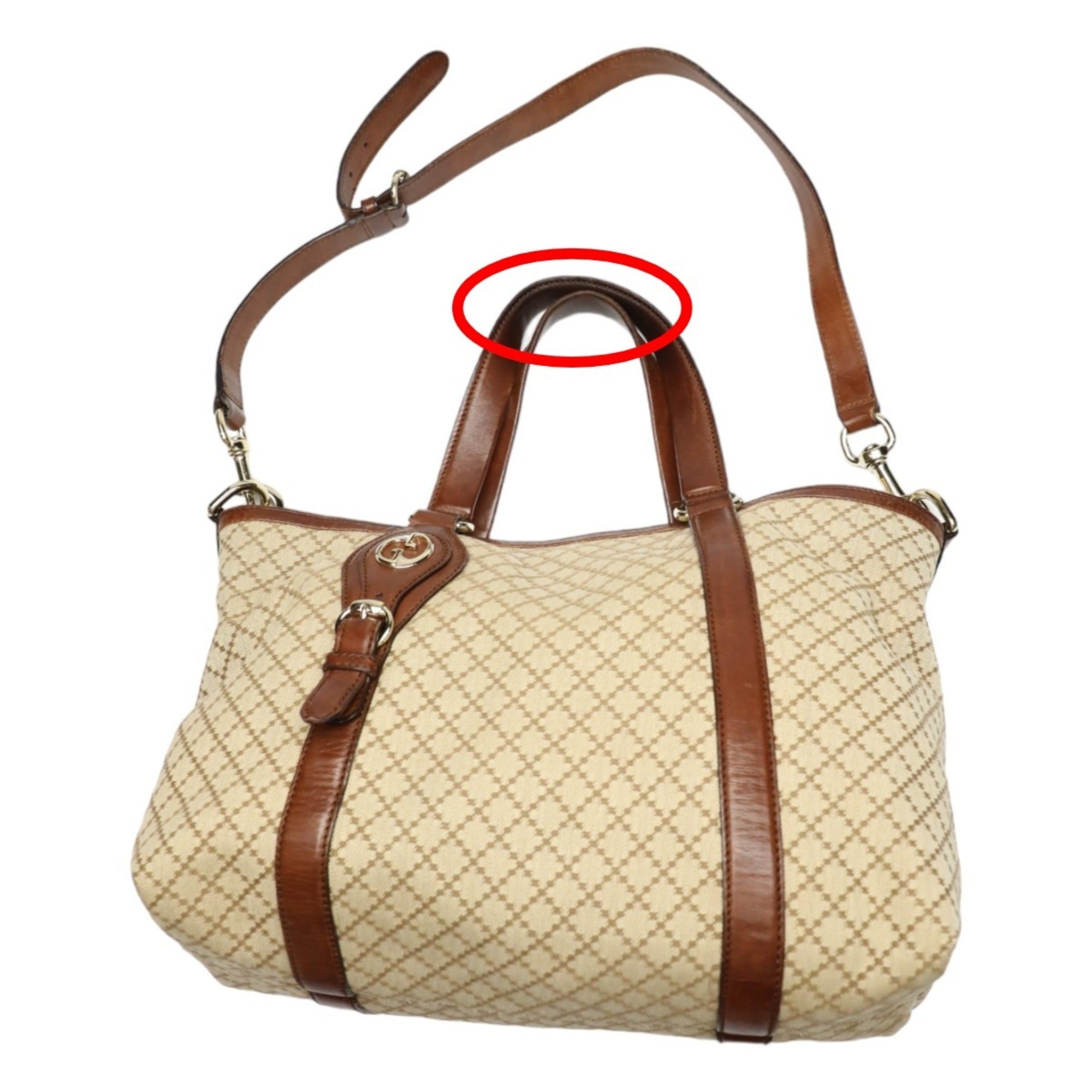 Gucci Brown Canvas Shoulder Bag Tote Bag (Pre-Owned)