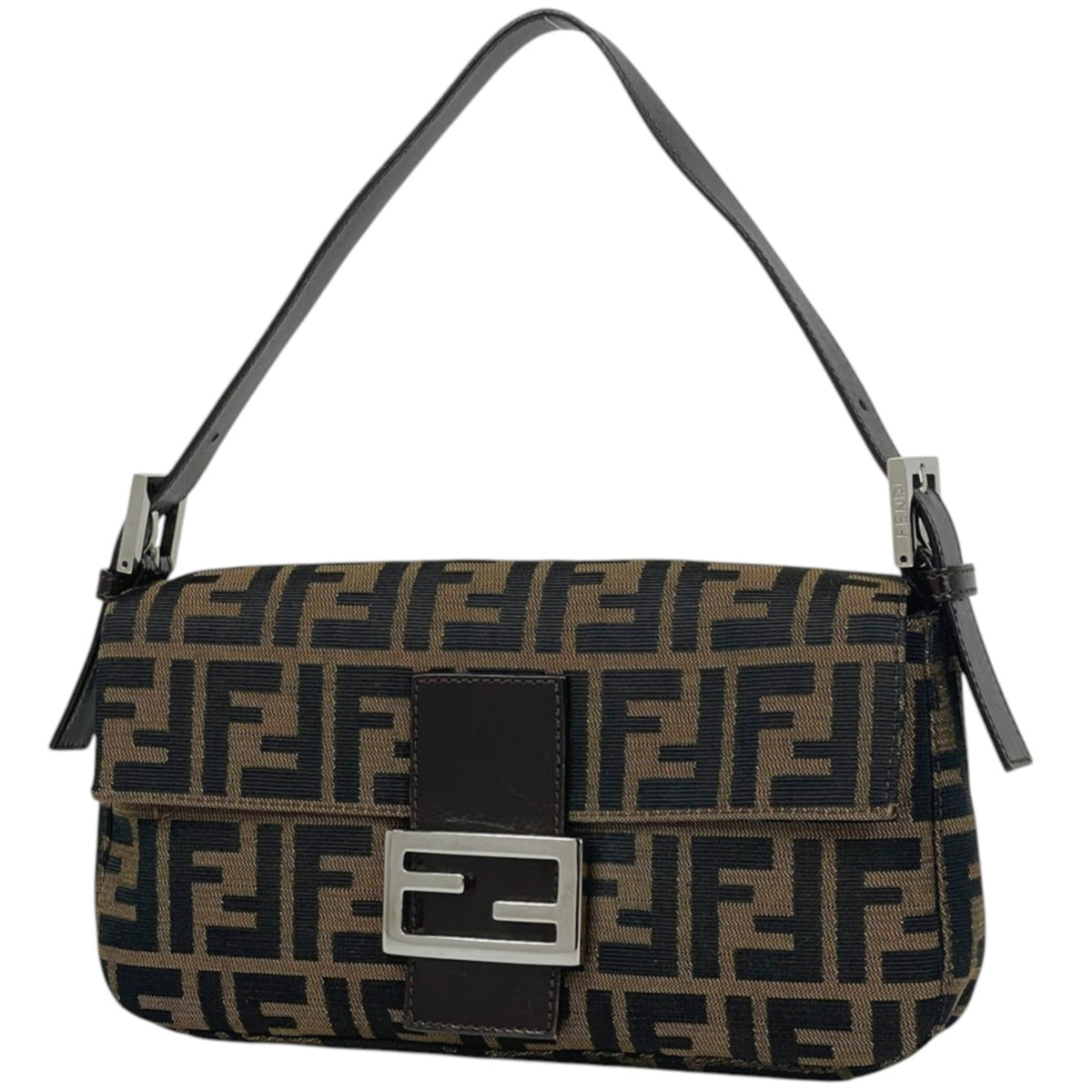Fendi Brown Canvas Leather Shoulder Bag (Pre-Owned)