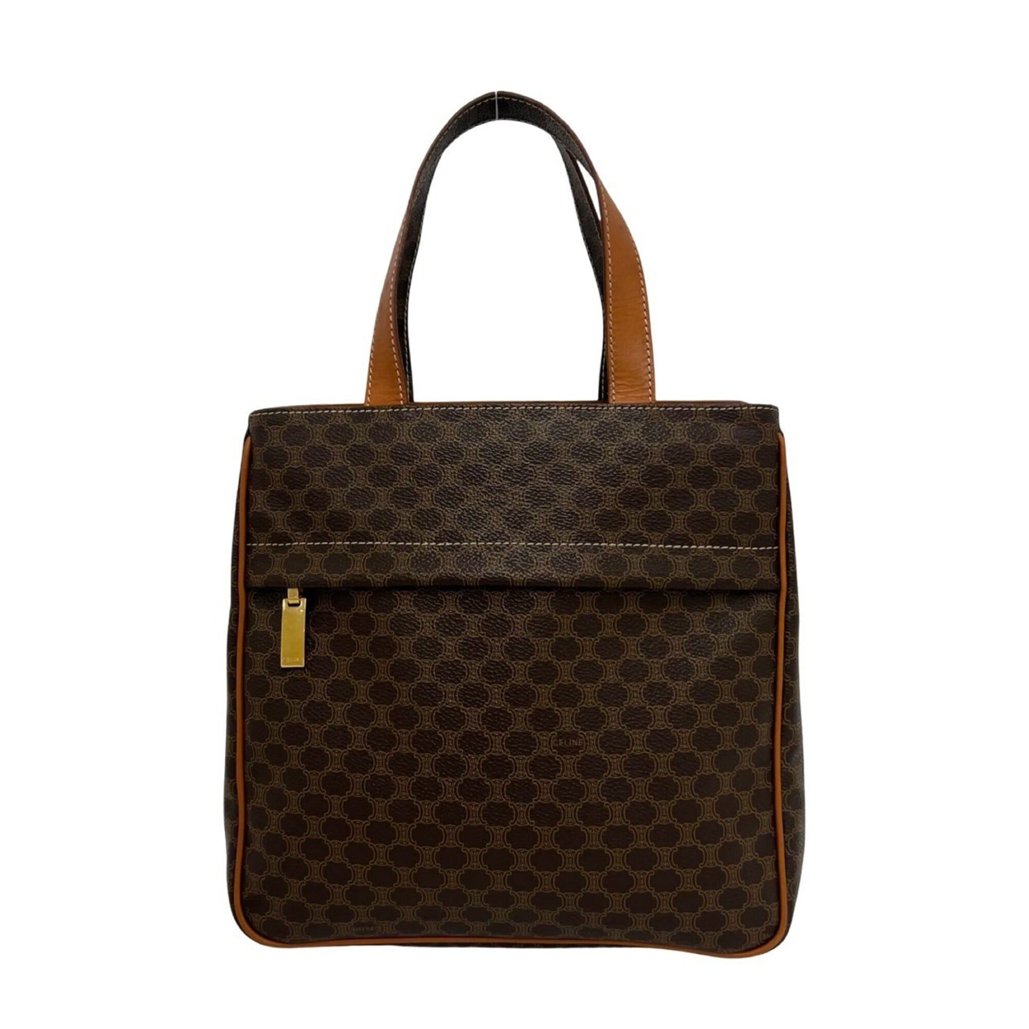 Celine Brown Leather Pvc Handbag Tote Bag (Pre-Owned)