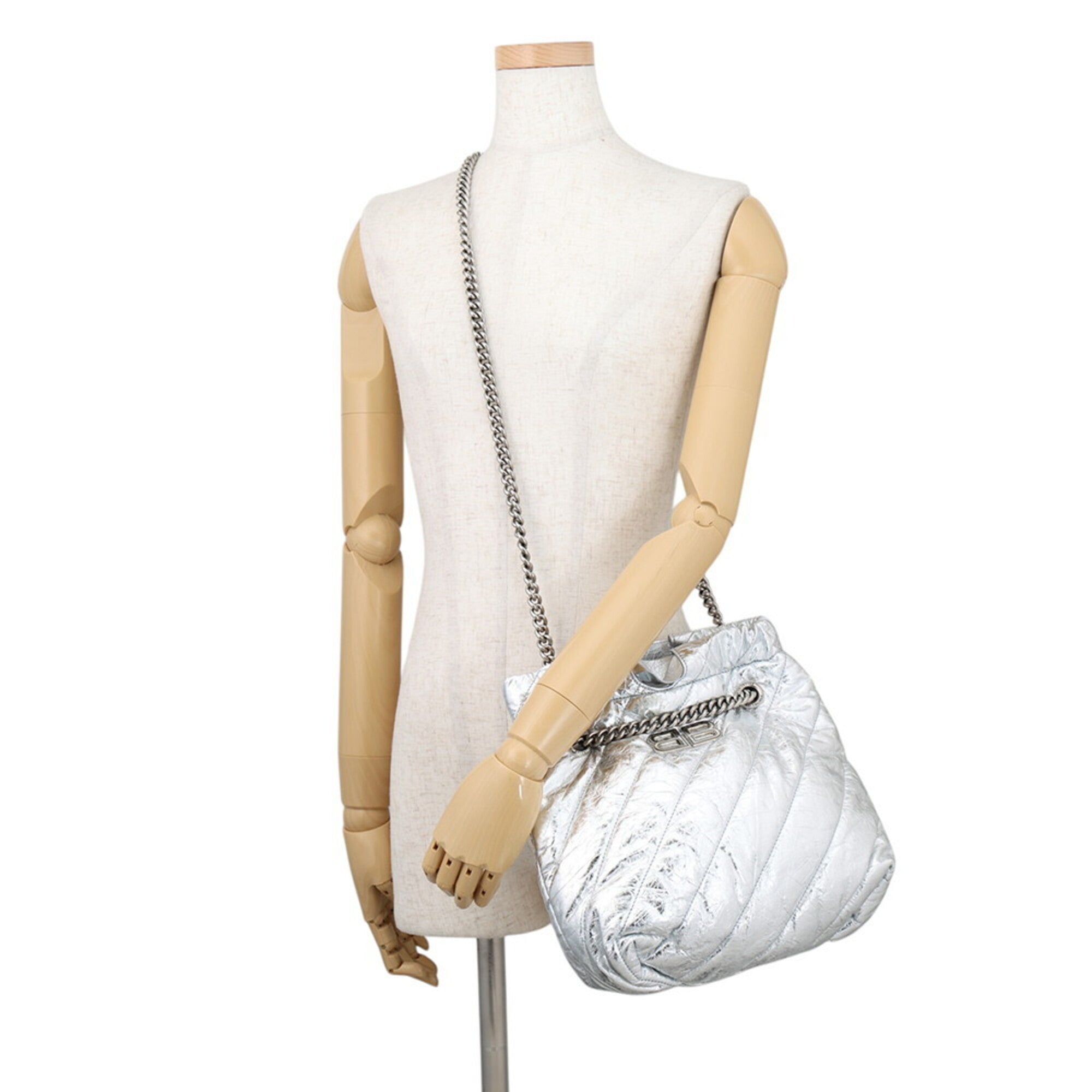 Balenciaga Silver Leather Handbag Shoulder Bag Tote Bag (Pre-Owned)