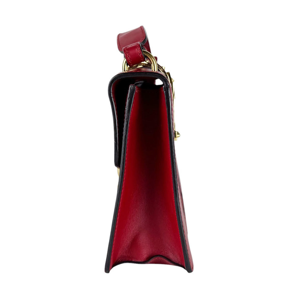 Gucci Red Color Leather Shoulder Bag (Pre-Owned)