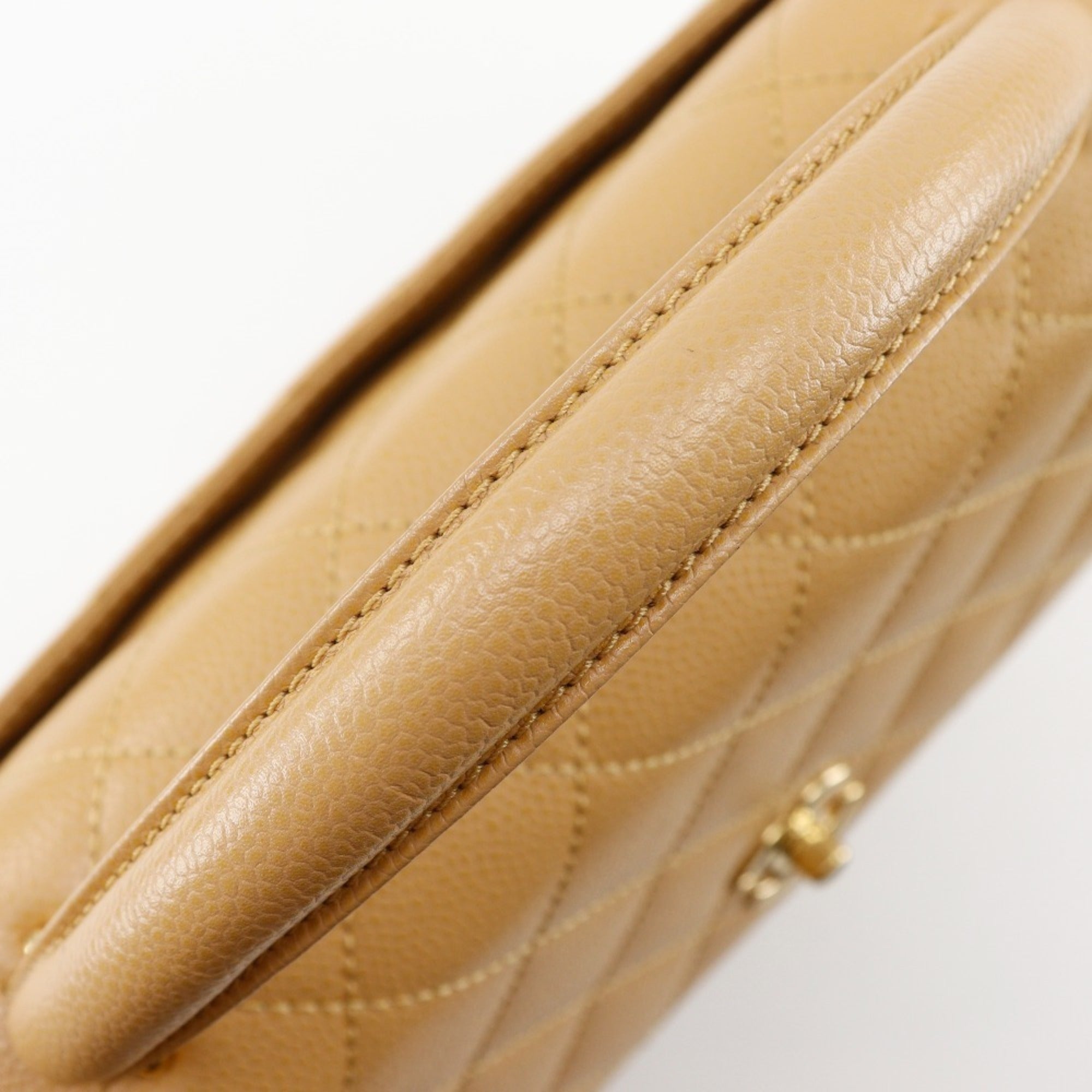Chanel Beige Grained Calfskin Handbag (Pre-Owned)