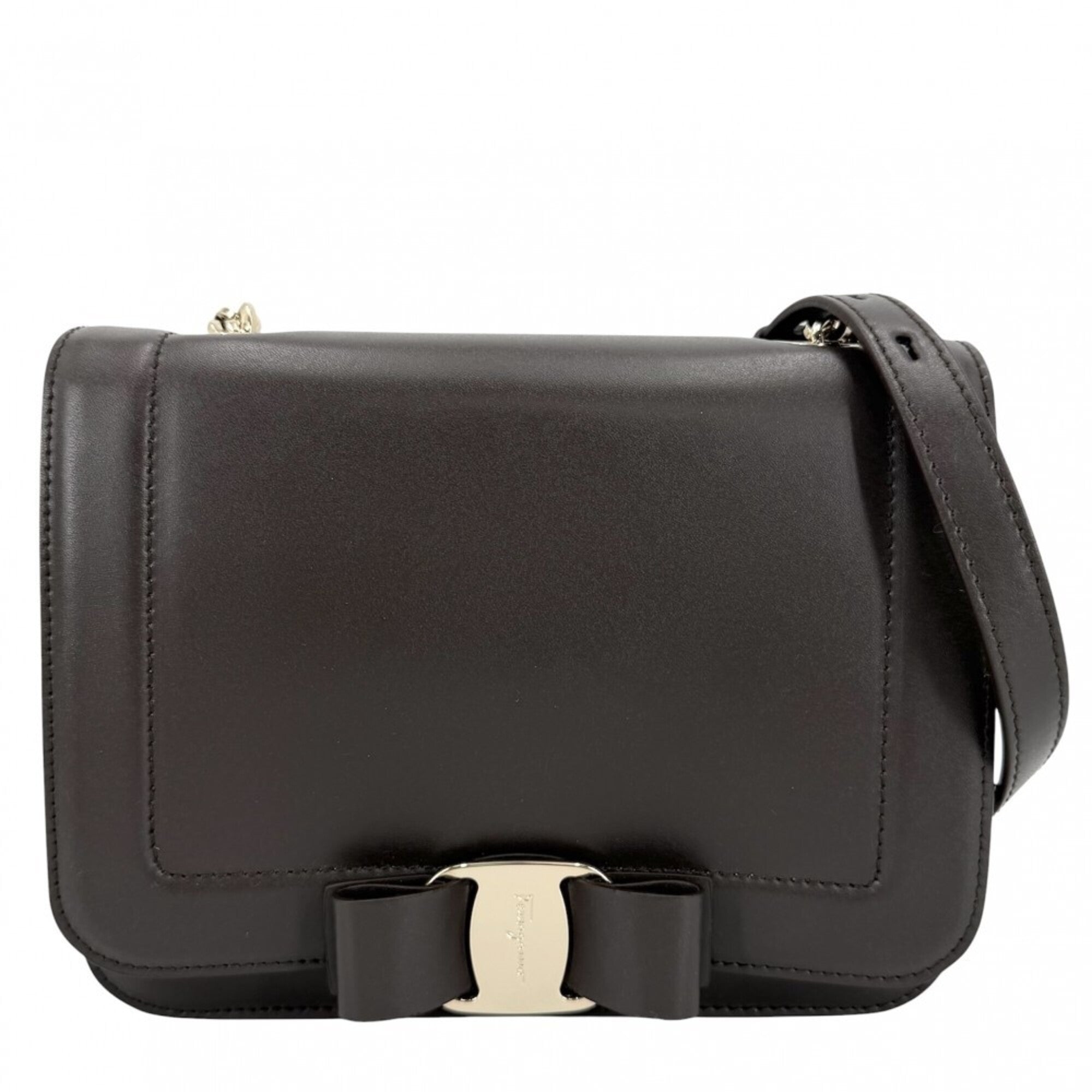 Salvatore Ferragamo Brown Leather Shoulder Bag (Pre-Owned)