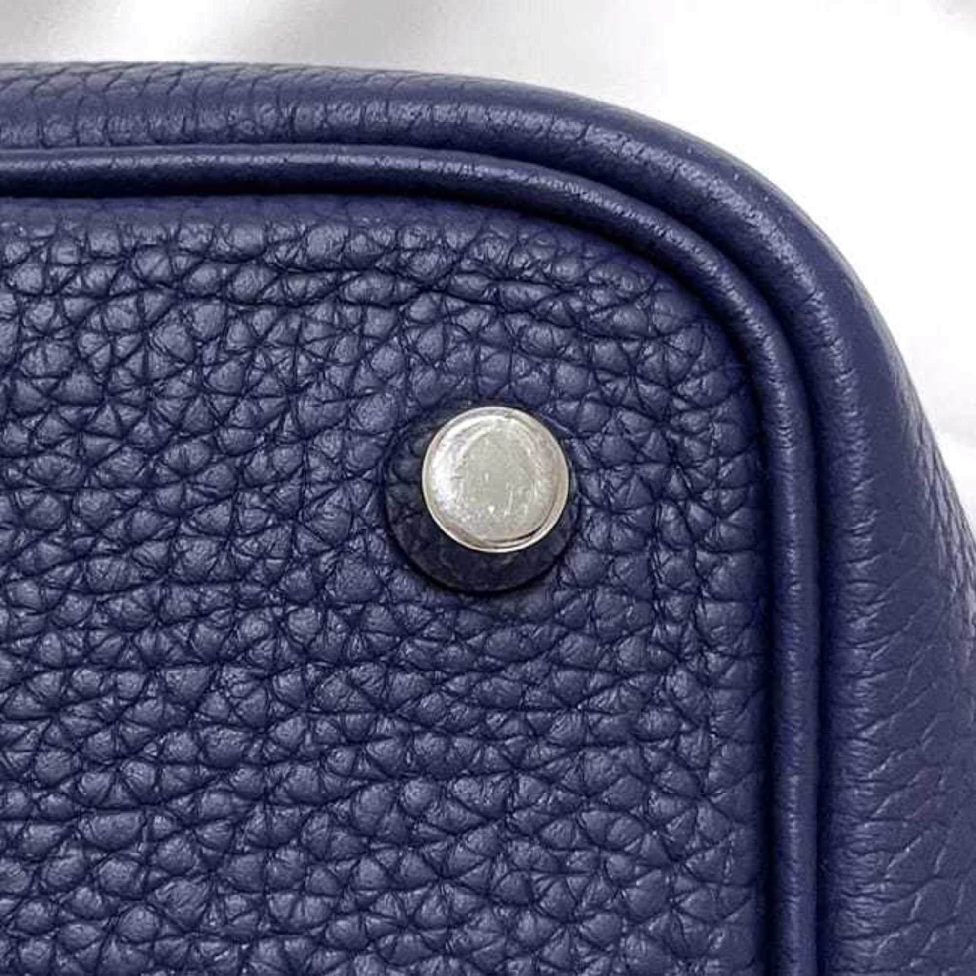 Hermes Blue Nuit Navy Leather Taurillon Clemence Leather Handbag (Pre-Owned)