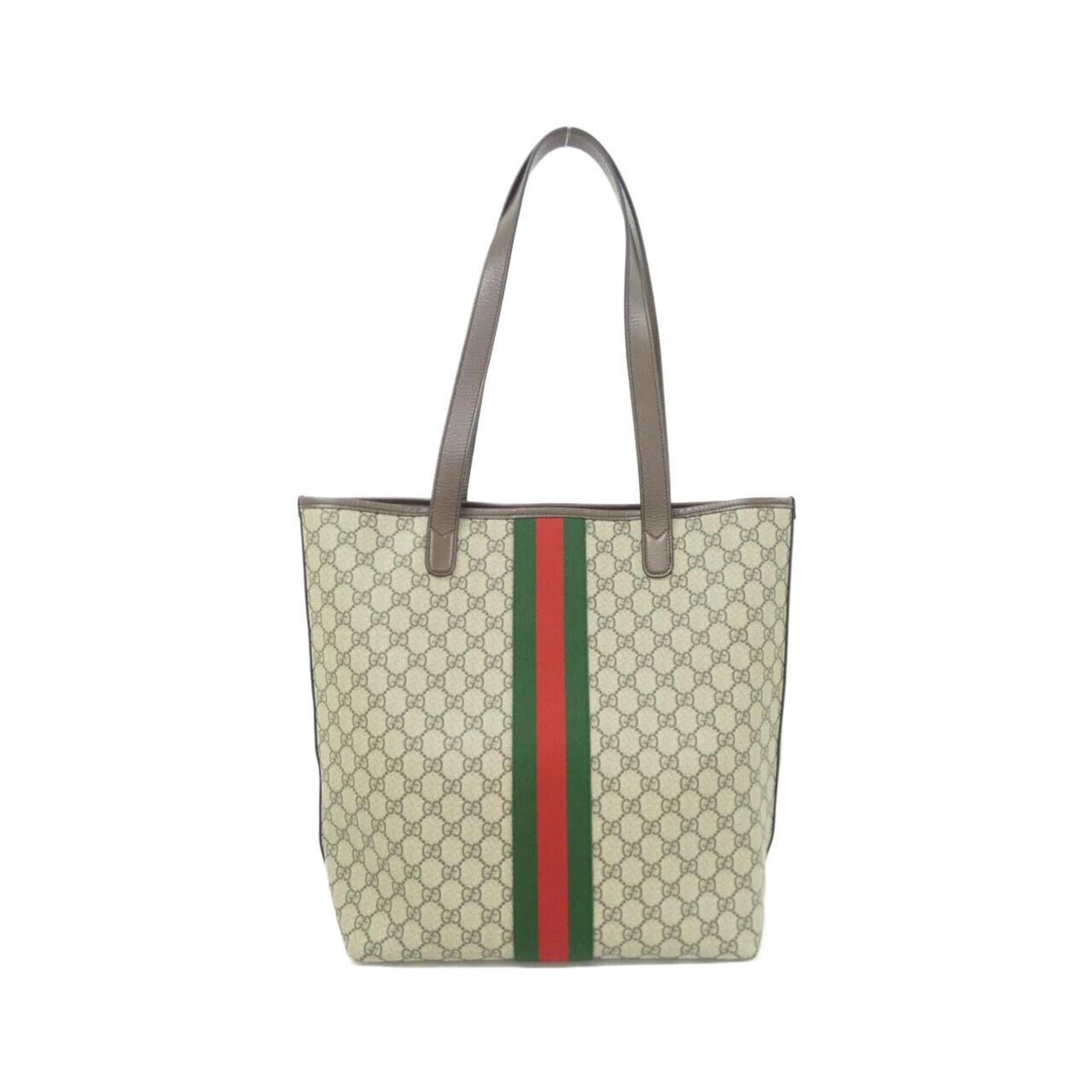 Gucci Beige Brown Coated Canvas Handbag (Pre-Owned)