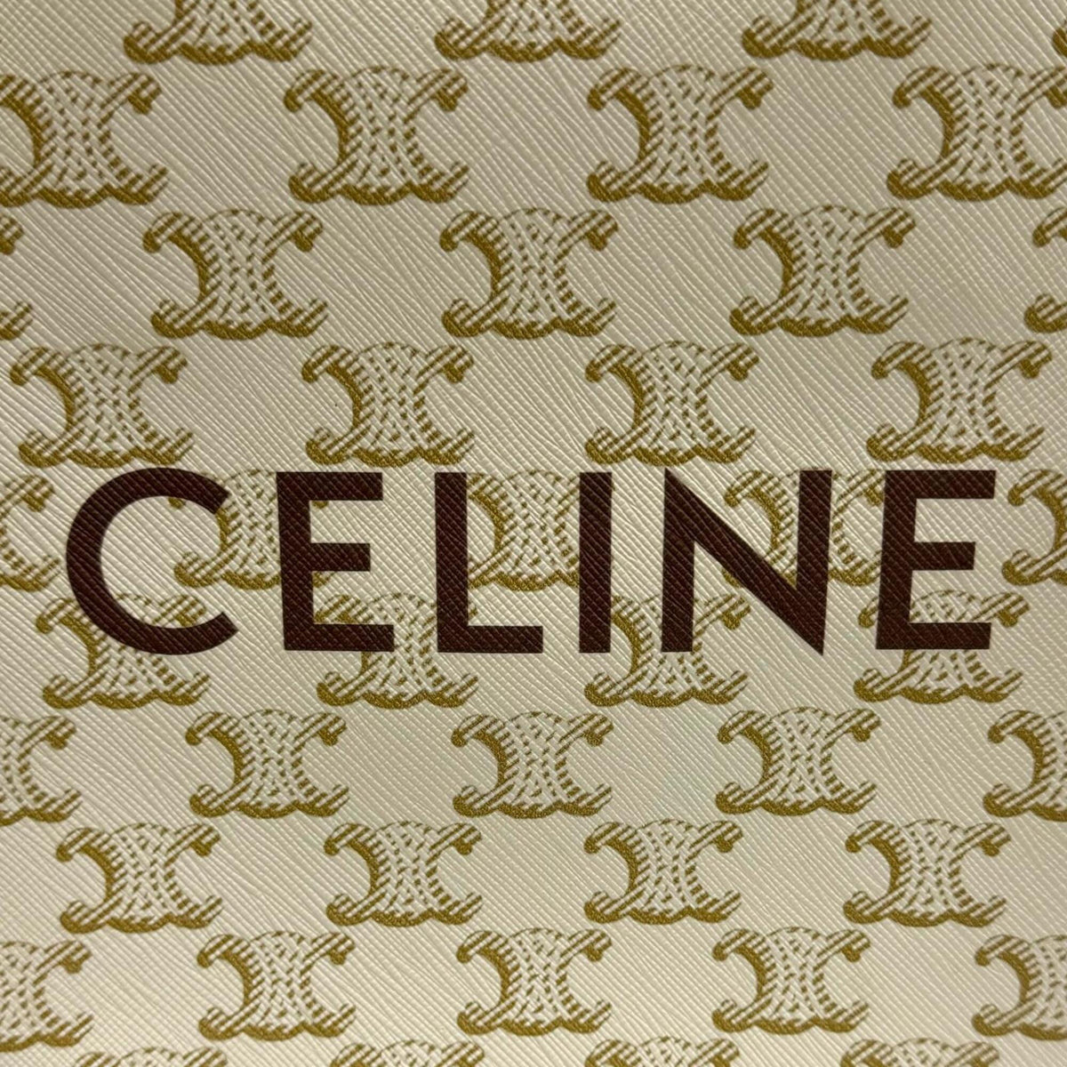 Celine Brown Ivory Coated Canvas Leather Shoulder Bag (Pre-Owned)