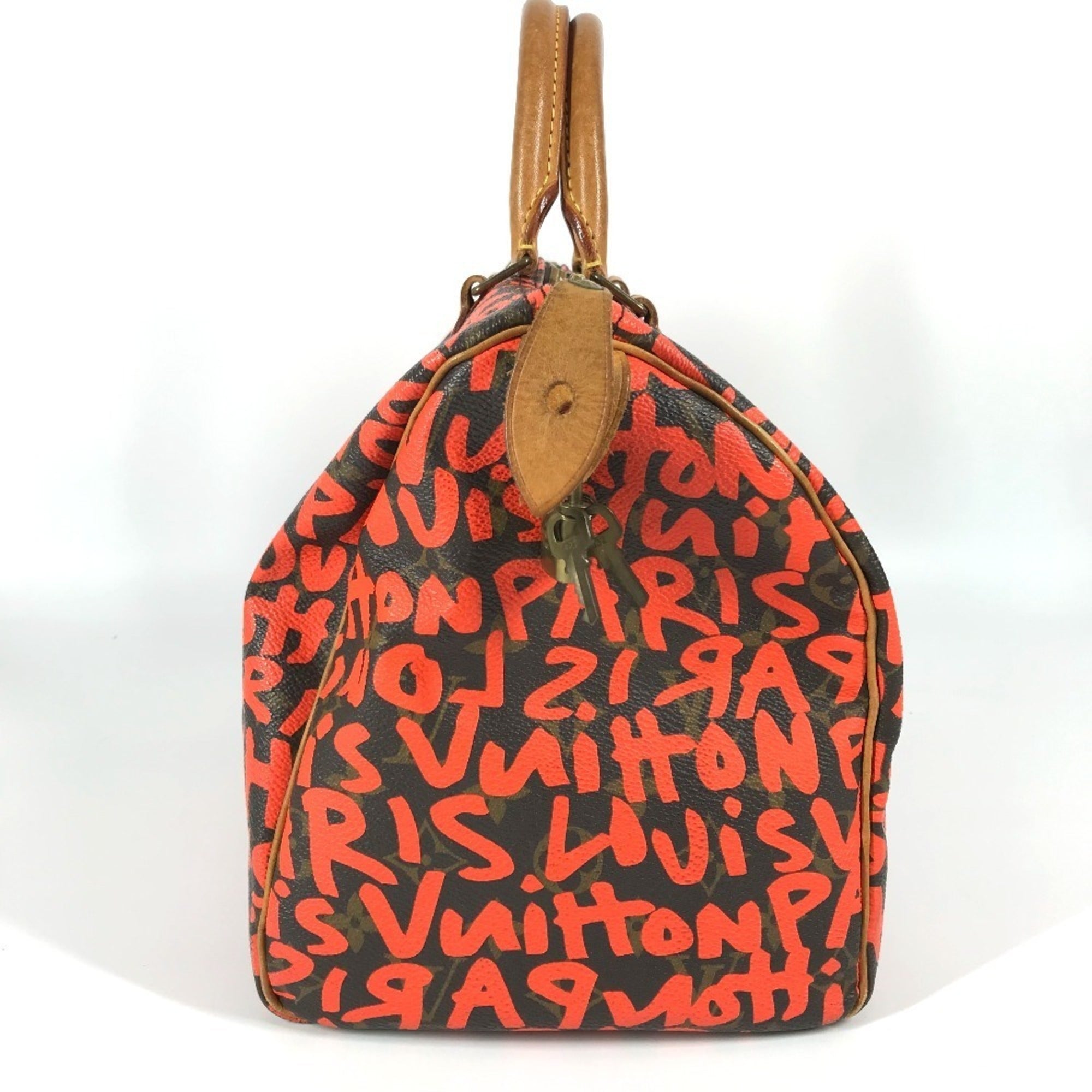Louis Vuitton Monogram Graffiti Lv Orange Orange Monogram Graffiti Boston Bag Handbag (Pre-Owned)