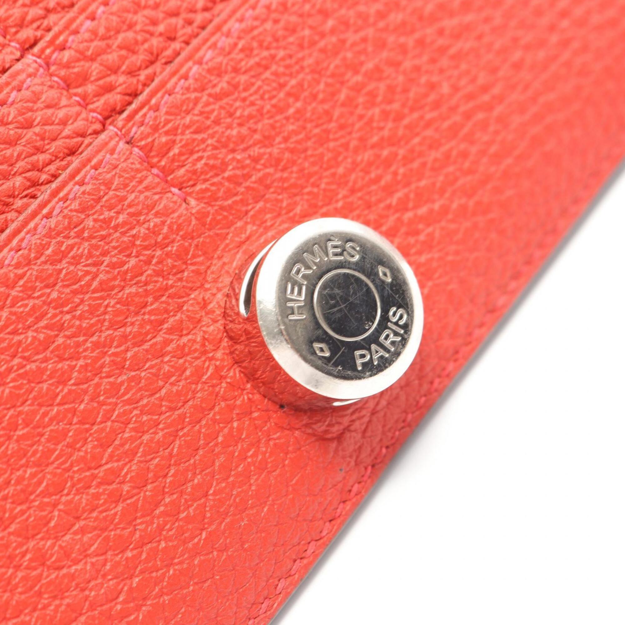 Hermes Red Color Vermilion Leather Long Wallet (Bi-Fold) (Pre-Owned)