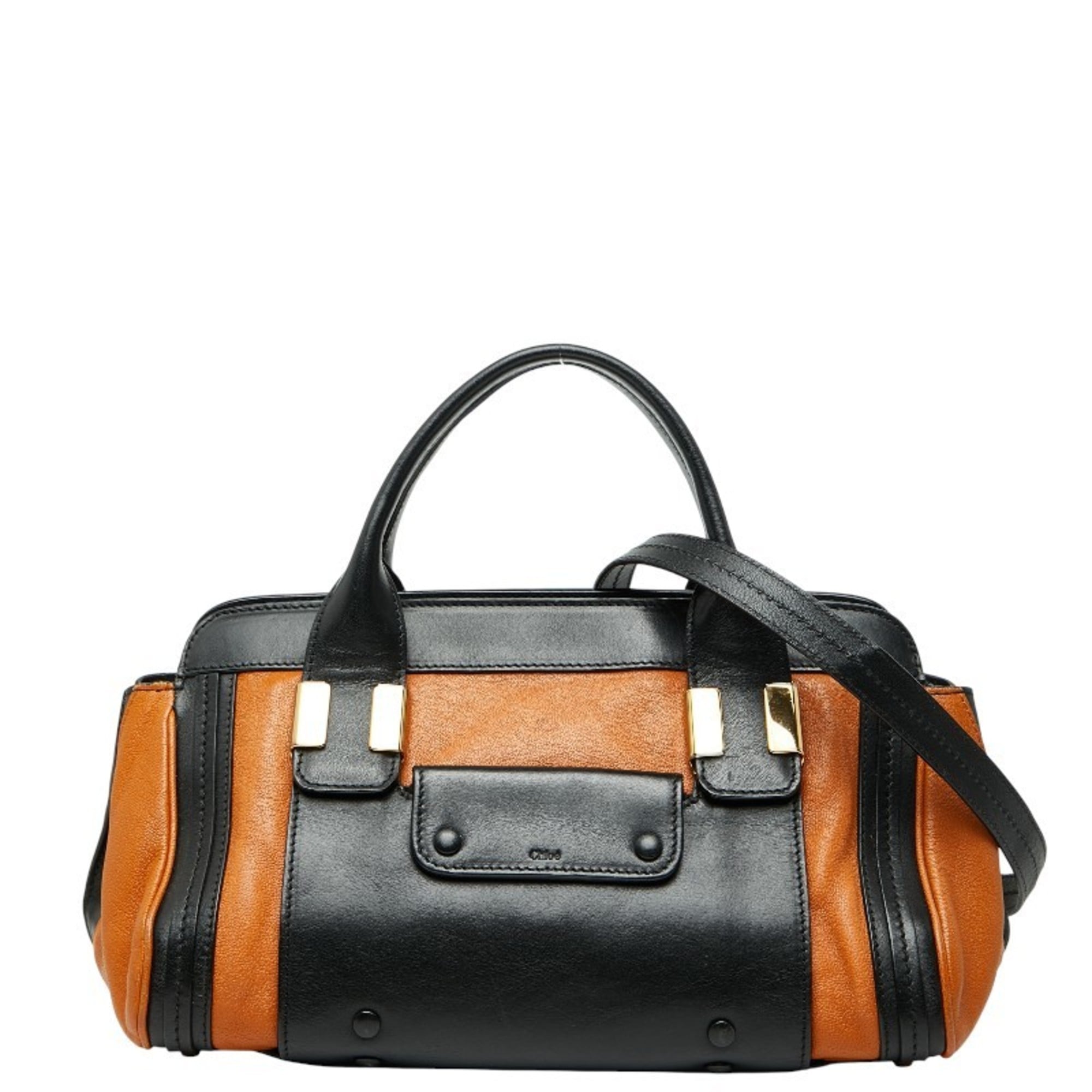 Chloé Black Brown Leather Shoulder Bag Tote Bag (Pre-Owned)