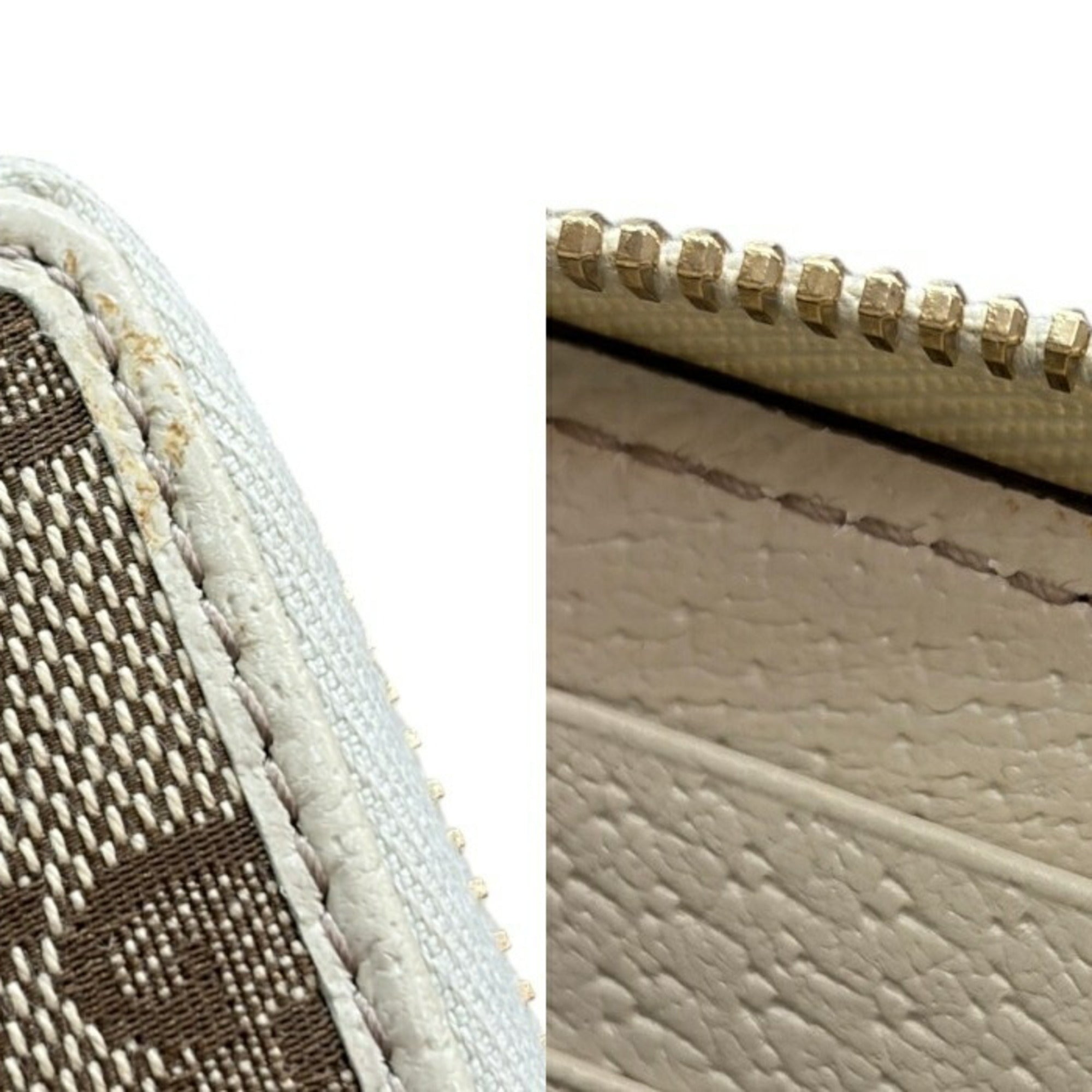 Gucci Beige Canvas Leather Long Wallet (Bi-Fold) (Pre-Owned)