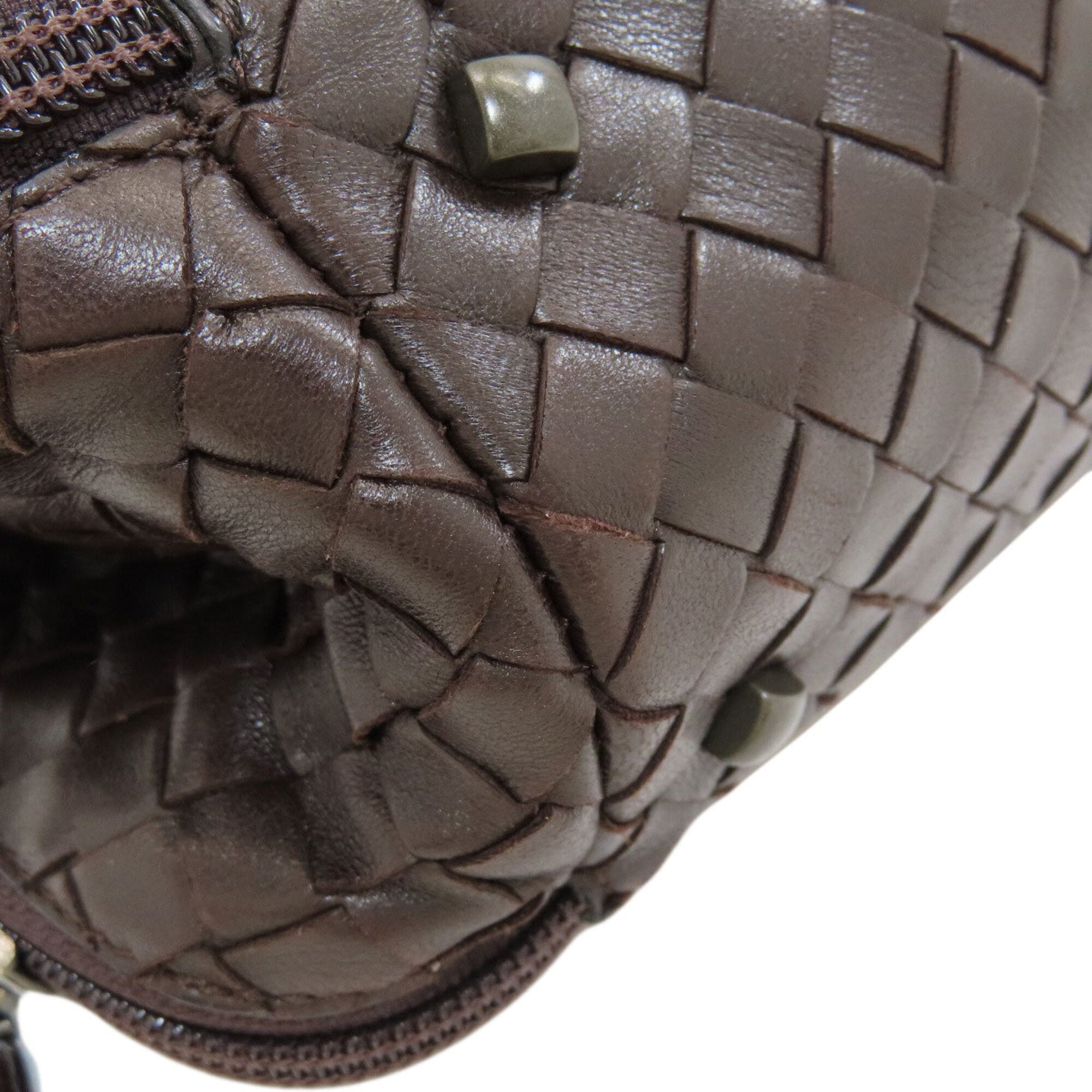 Bottega Veneta Intrecciato Dark Brown Leather Handbag (Pre-Owned)