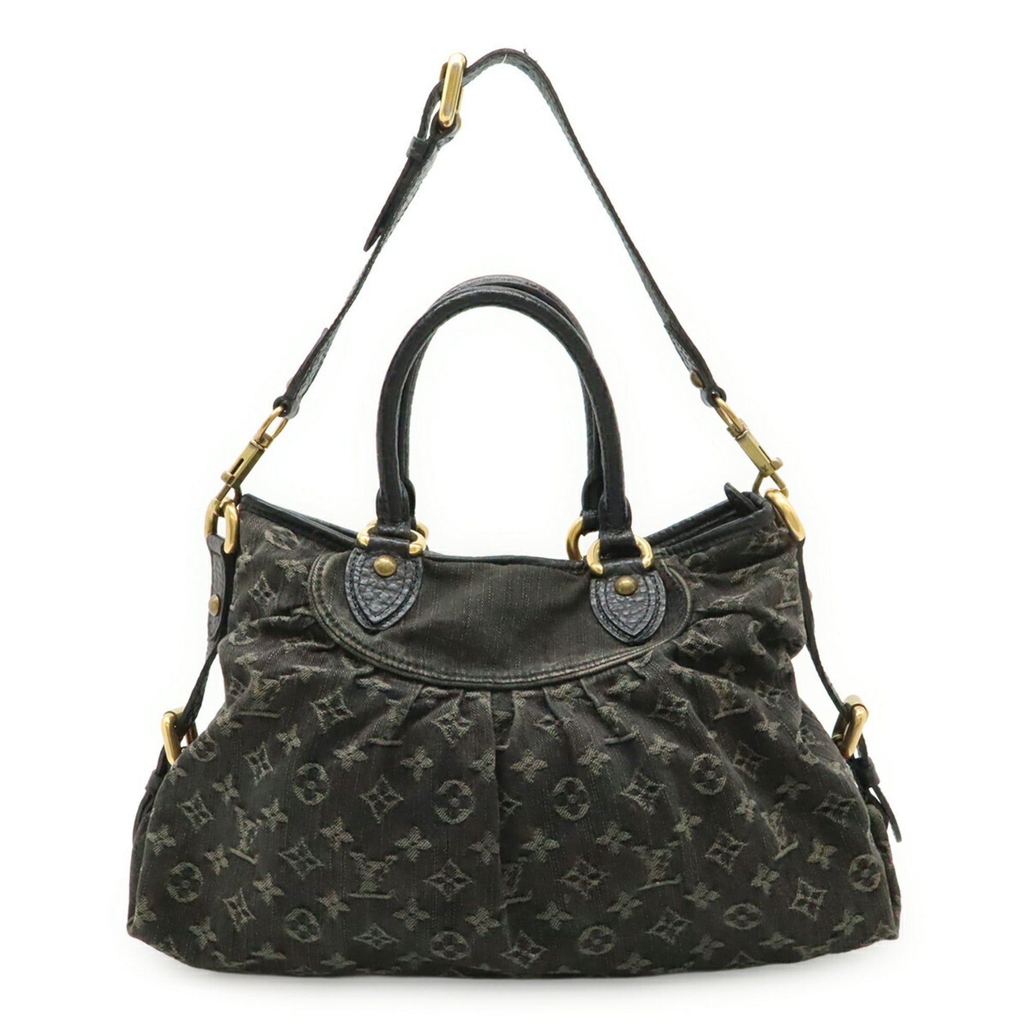 Louis Vuitton Black Noir Monogram Denim Shoulder Bag Tote Bag (Pre-Owned)