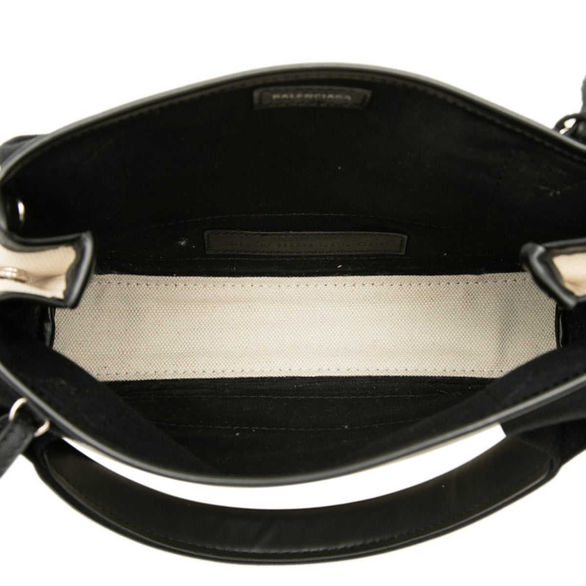 Balenciaga Black White Canvas Leather Handbag Shoulder Bag (Pre-Owned)
