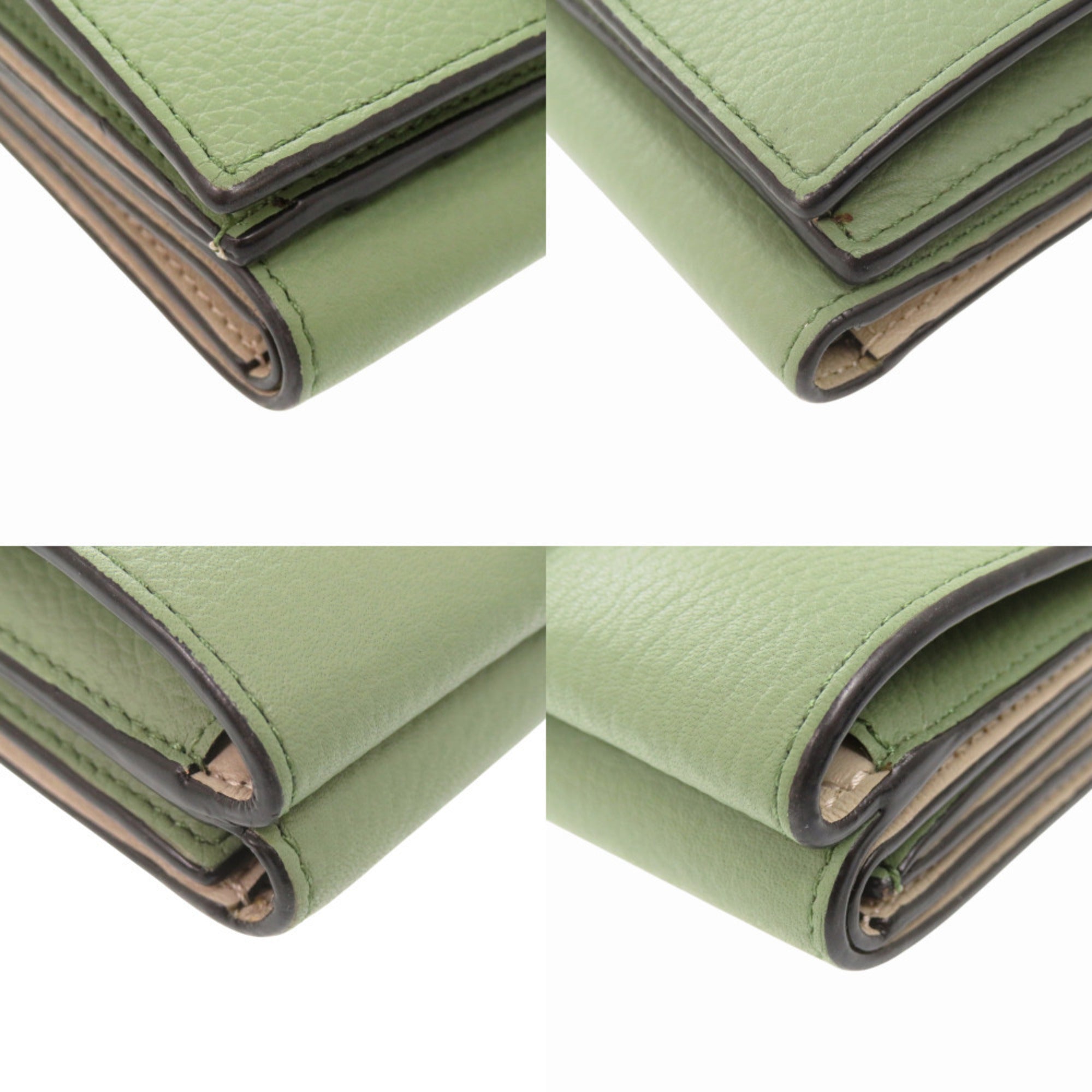 Loewe Brown Green Leather Wallet (Tri-Fold) (Pre-Owned)