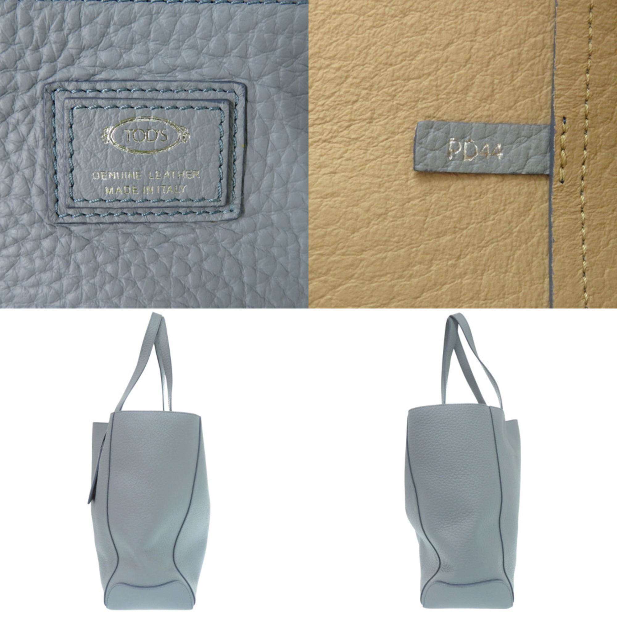 Tod's Blue Gray Leather Tote Bag (Pre-Owned)