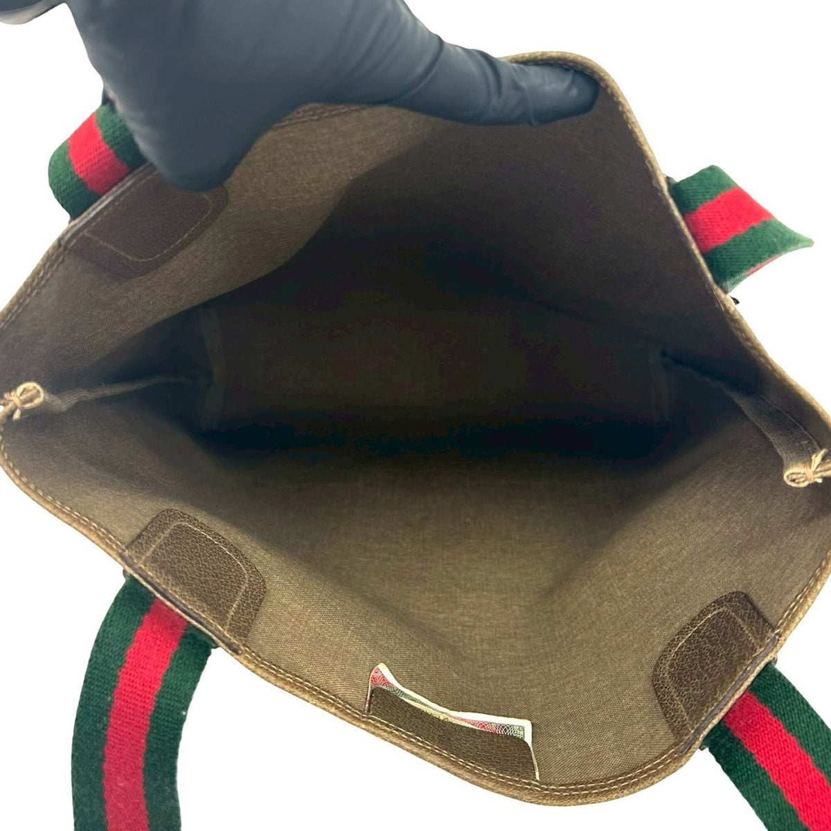 Gucci Brown Green Red Color Leather Pvc Handbag Tote Bag (Pre-Owned)