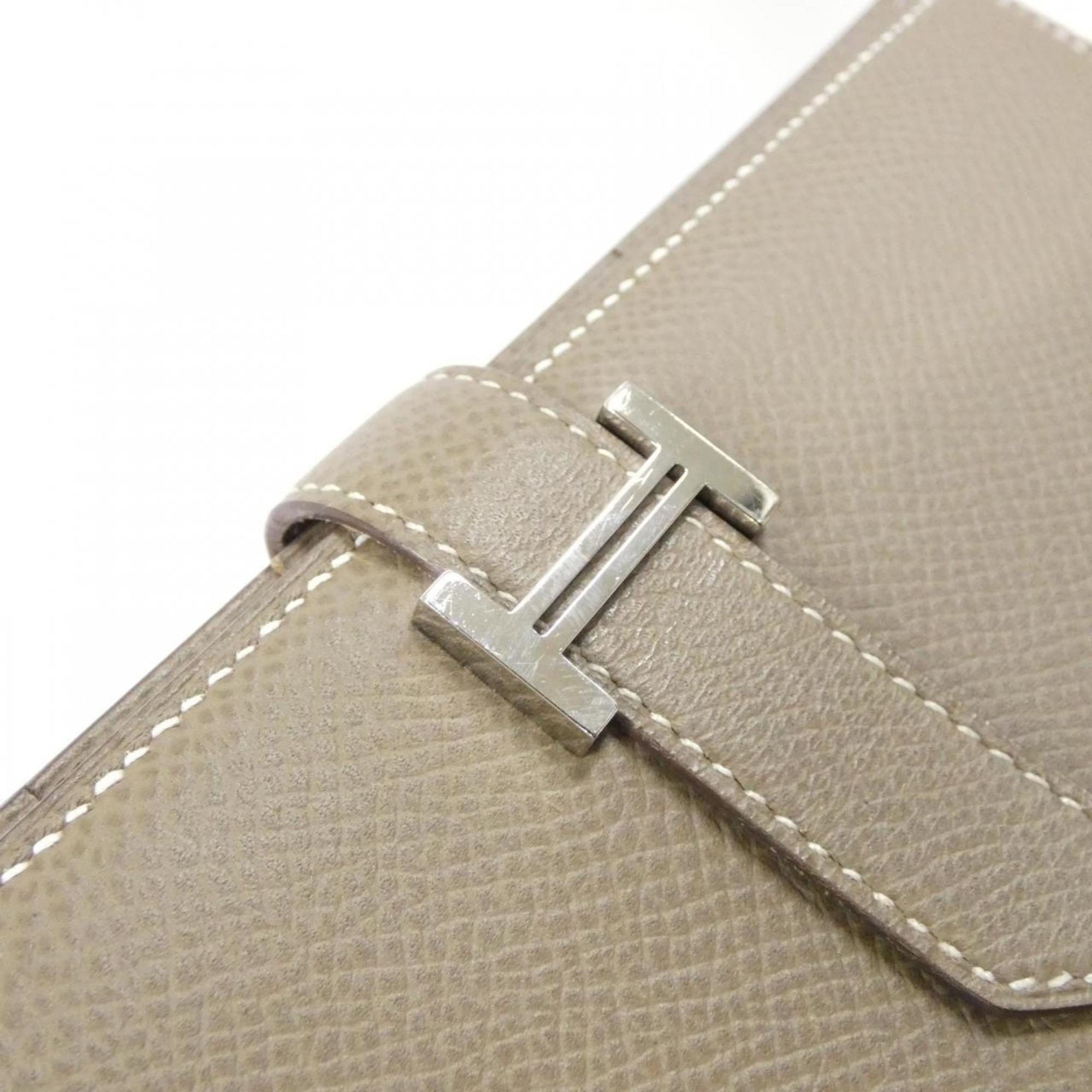 Hermes Etoupe Gray Soufre Epsom Leather Long Wallet (Bi-Fold) (Pre-Owned)