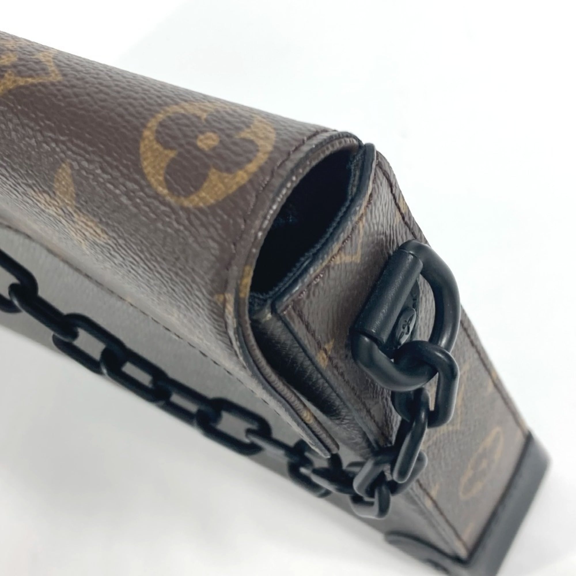 Louis Vuitton Brown Khaki Taiga Leather Leather Monogram Canvas Clutch Bag Pochette Pouch (Pre-Owned)