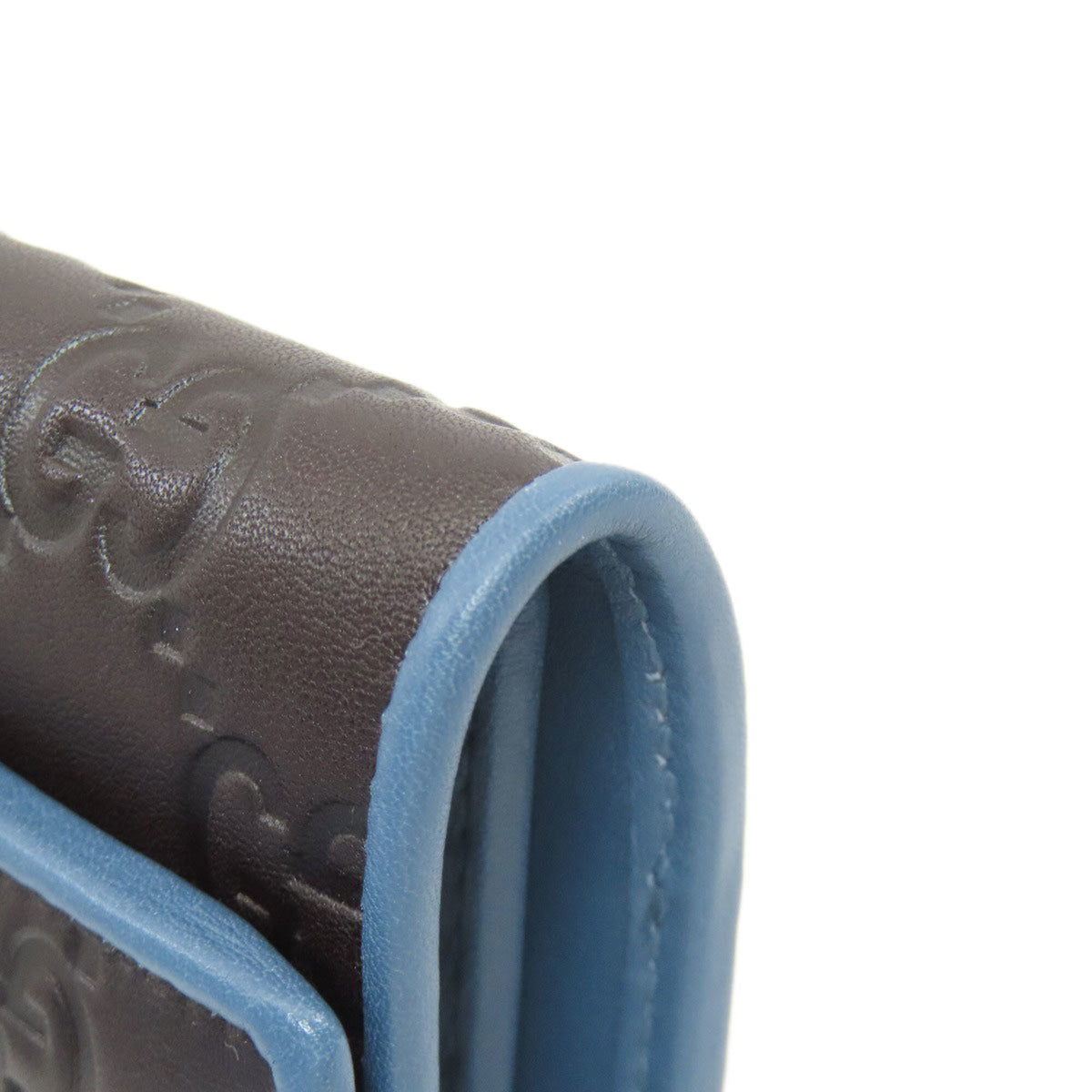 Gucci Blue Dark Brown Leather Wallet (Bi-Fold) (Pre-Owned)