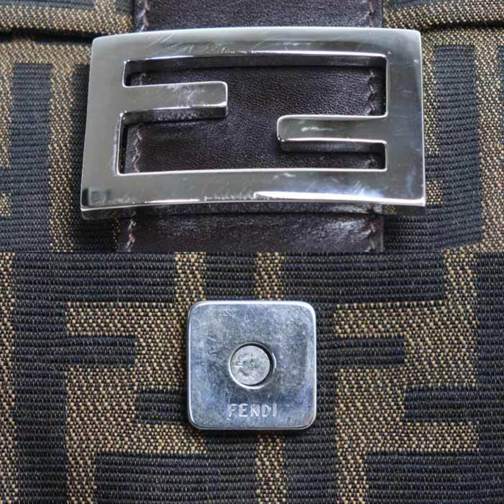 Fendi Brown Canvas Leather Handbag (Pre-Owned)