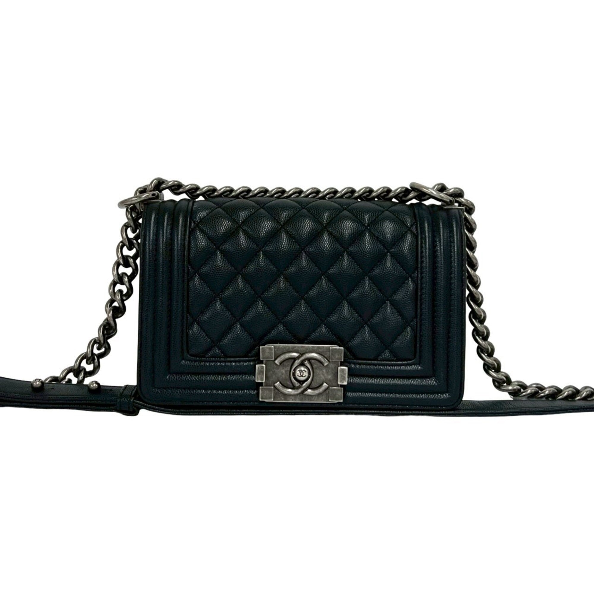 Chanel Black Grained Calfskin Shoulder Bag (Pre-Owned)