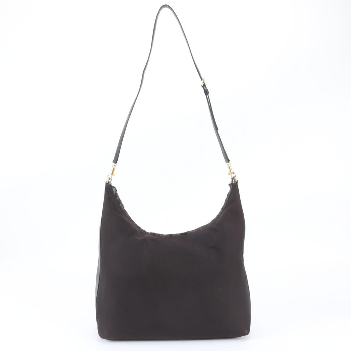 Gucci Dark Brown Leather Canvas Handbag Shoulder Bag (Pre-Owned)