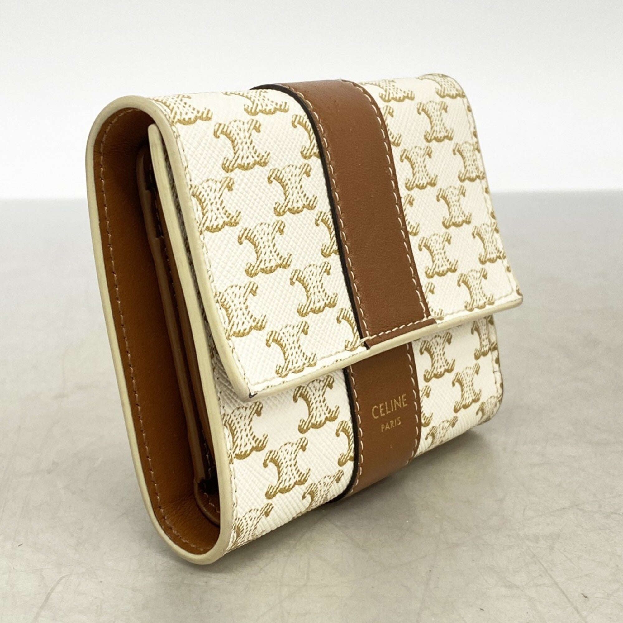Celine Brown Ivory Pvc Wallet (Tri-Fold) (Pre-Owned)
