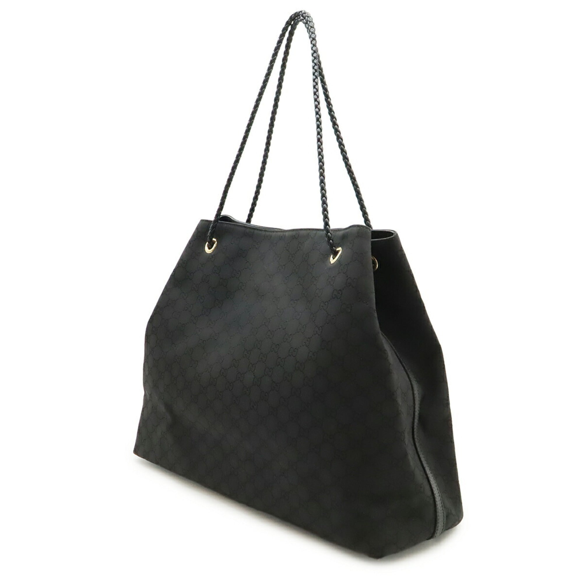 Gucci Black Nylon Leather Shoulder Bag Tote Bag (Pre-Owned)