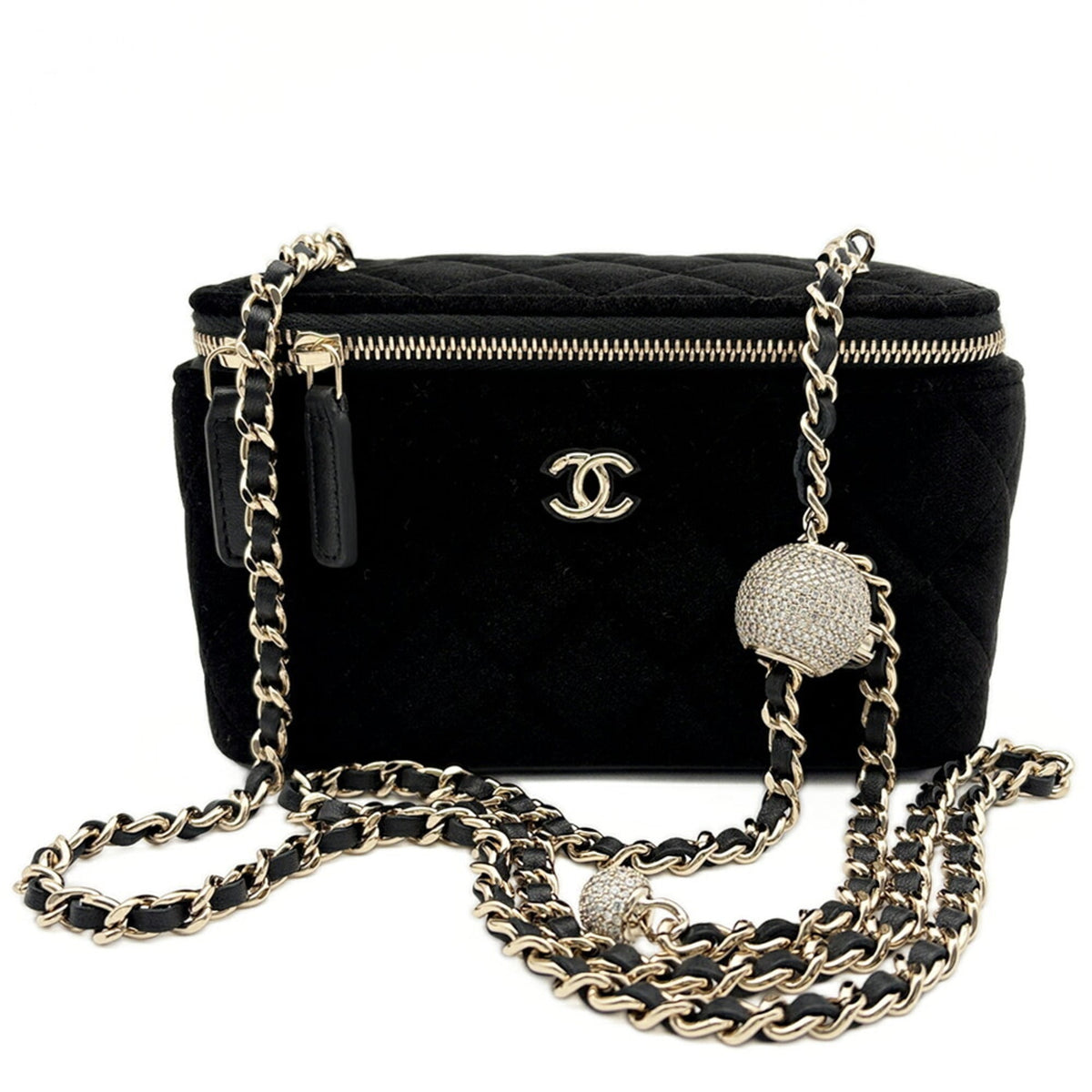 Chanel Black Leather Shoulder Bag Vanity Bag (Pre-Owned)