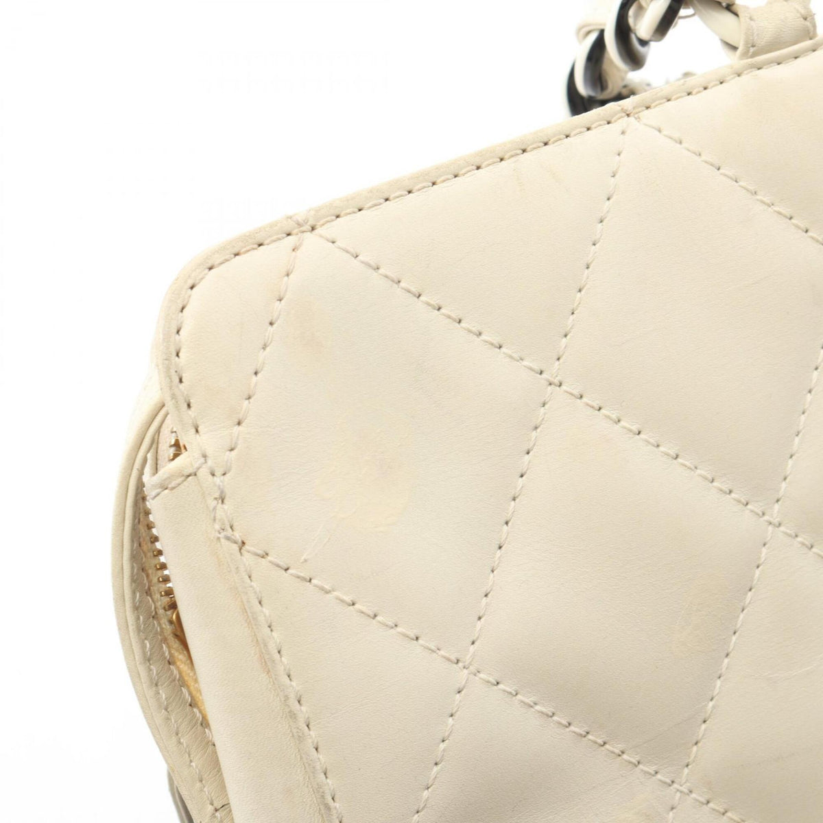 Chanel White Leather Handbag Tote Bag (Pre-Owned)