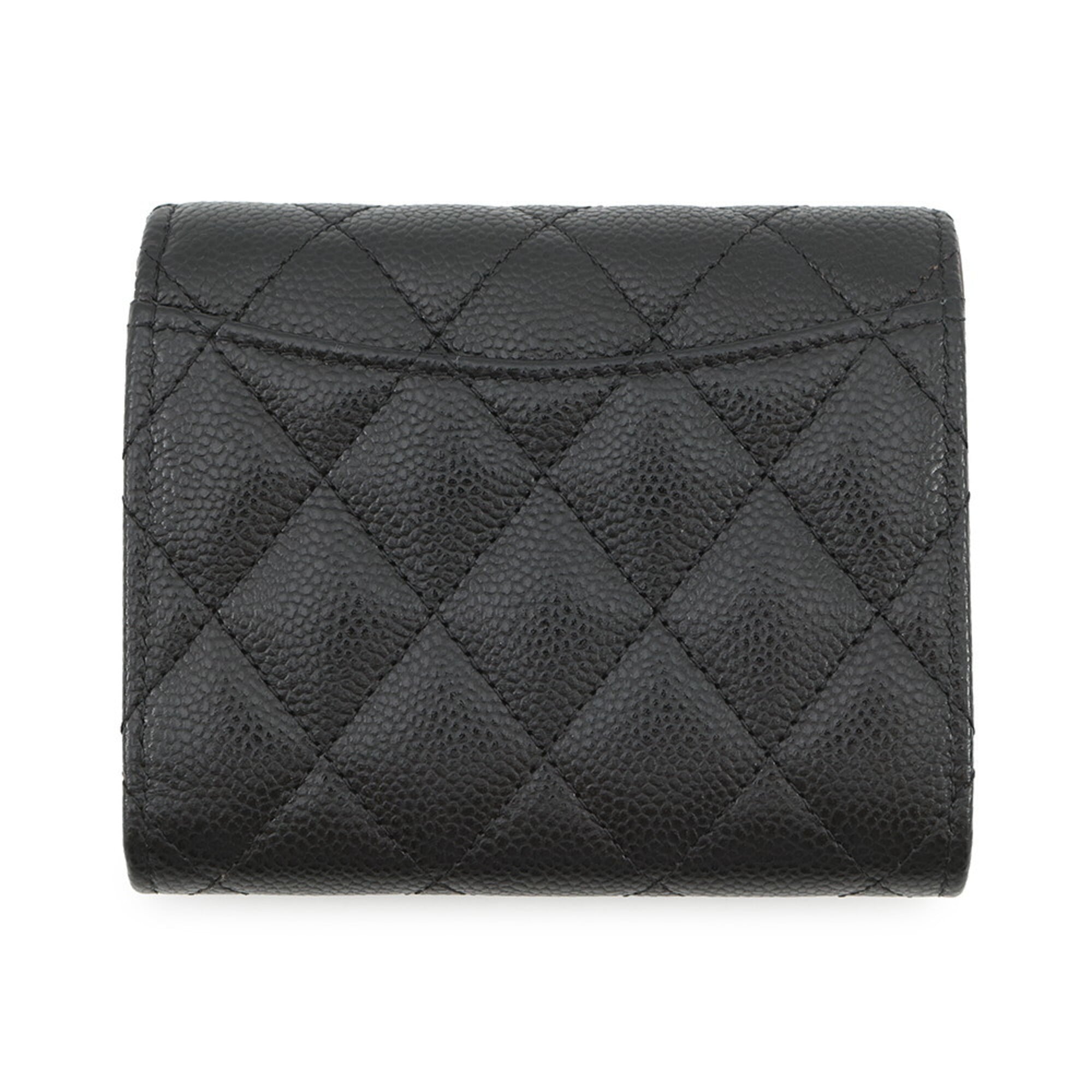 Chanel Black Grained Calfskin Wallet (Tri-Fold) (Pre-Owned)