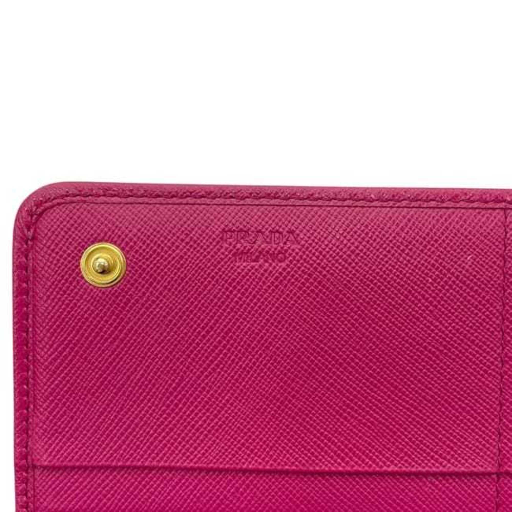 Prada Fuxia Pink Nylon Leather Long Wallet (Bi-Fold) (Pre-Owned)