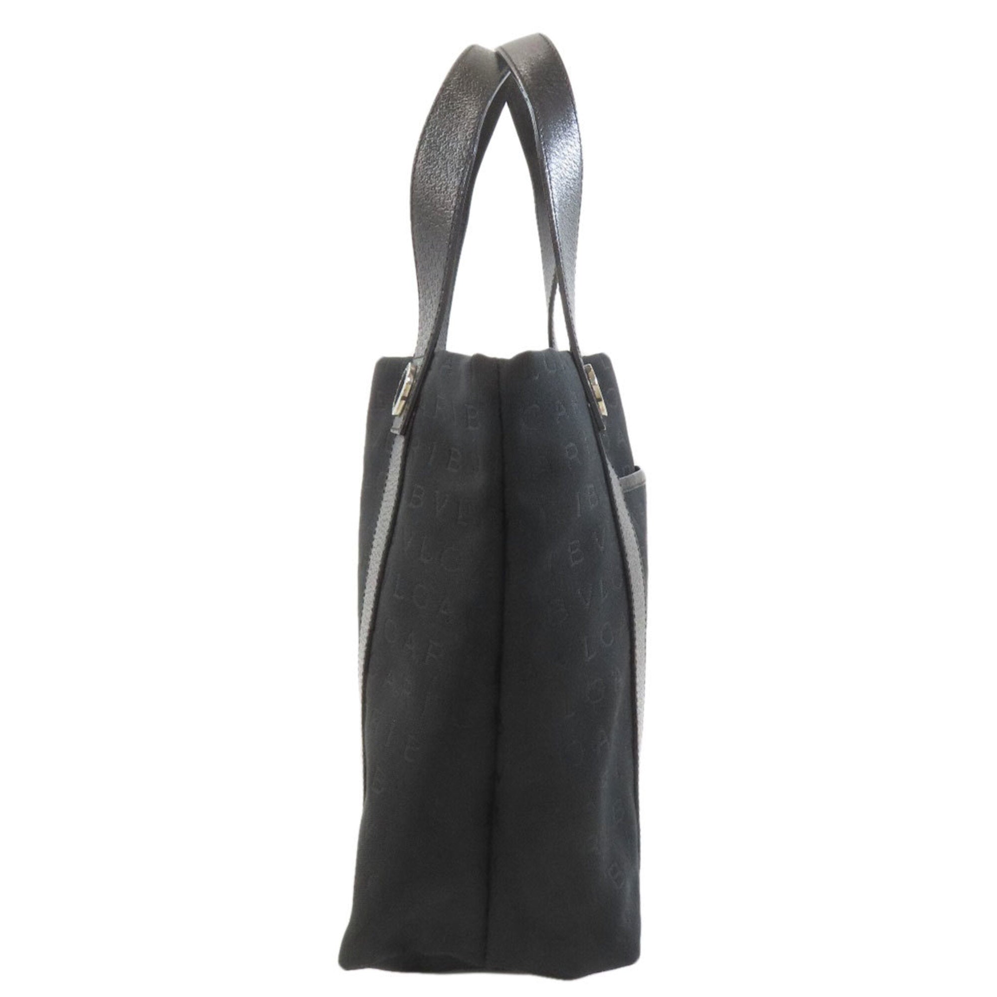 Bvlgari Logomania Black Canvas Leather Tote Bag (Pre-Owned)