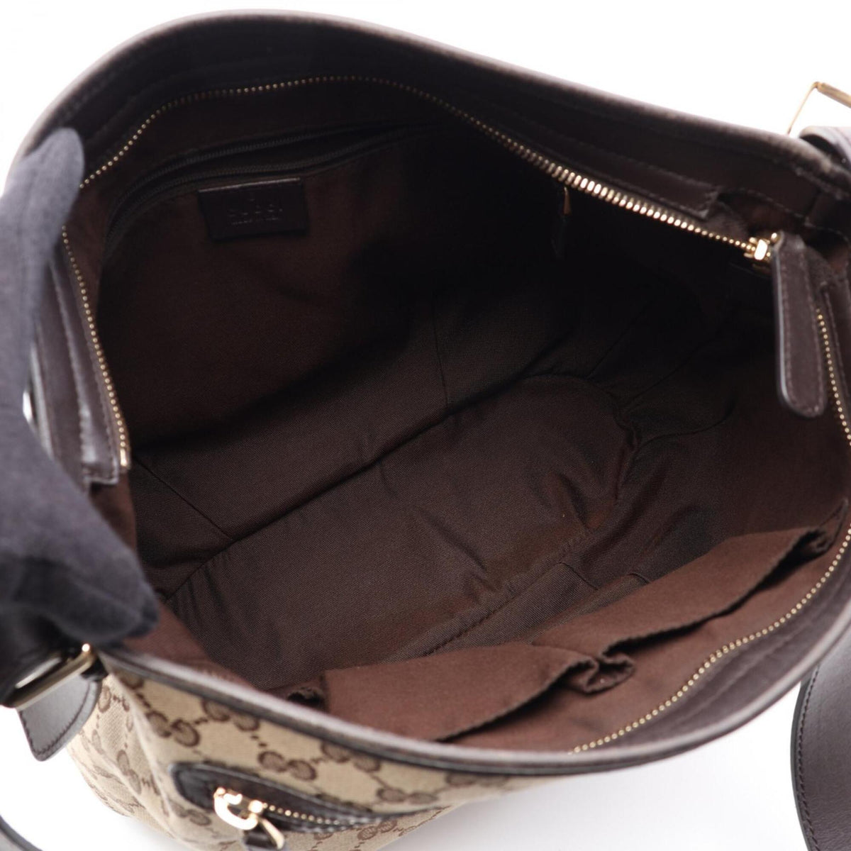 Gucci Beige Brown Gg Canvas Leather Handbag Shoulder Bag (Pre-Owned)