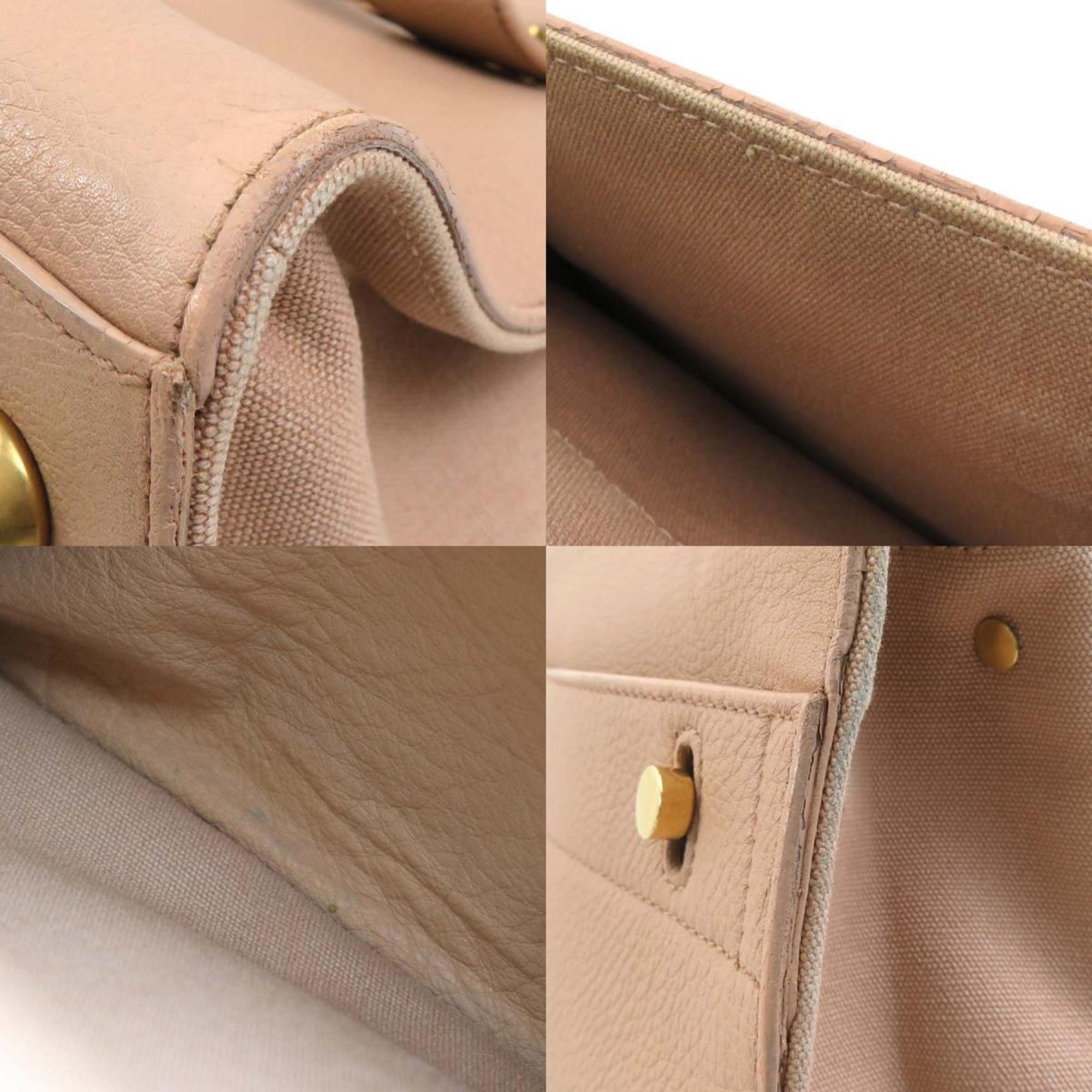 Saint Laurent Pink Beige Leather Handbag Shoulder Bag (Pre-Owned)