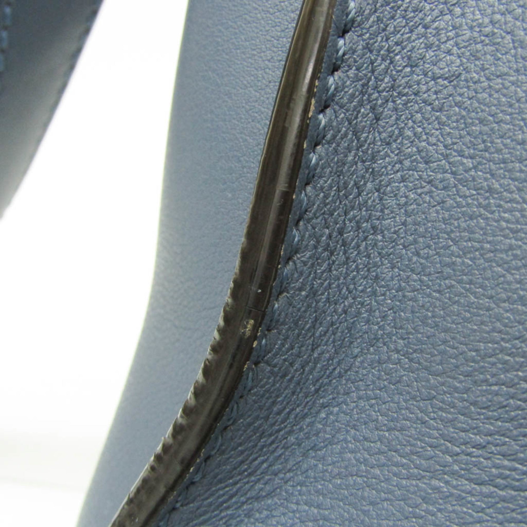 Fendi Peekaboo Blue Leather Handbag Shoulder Bag (Pre-Owned)