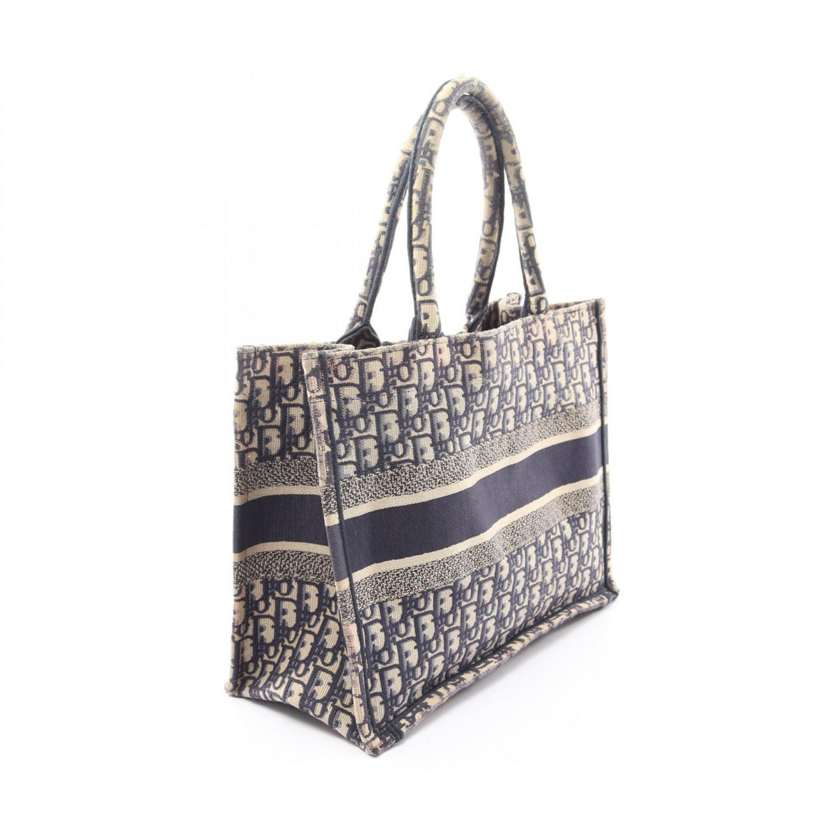 Christian Dior Ivory Navy Canvas Handbag Tote Bag (Pre-Owned)