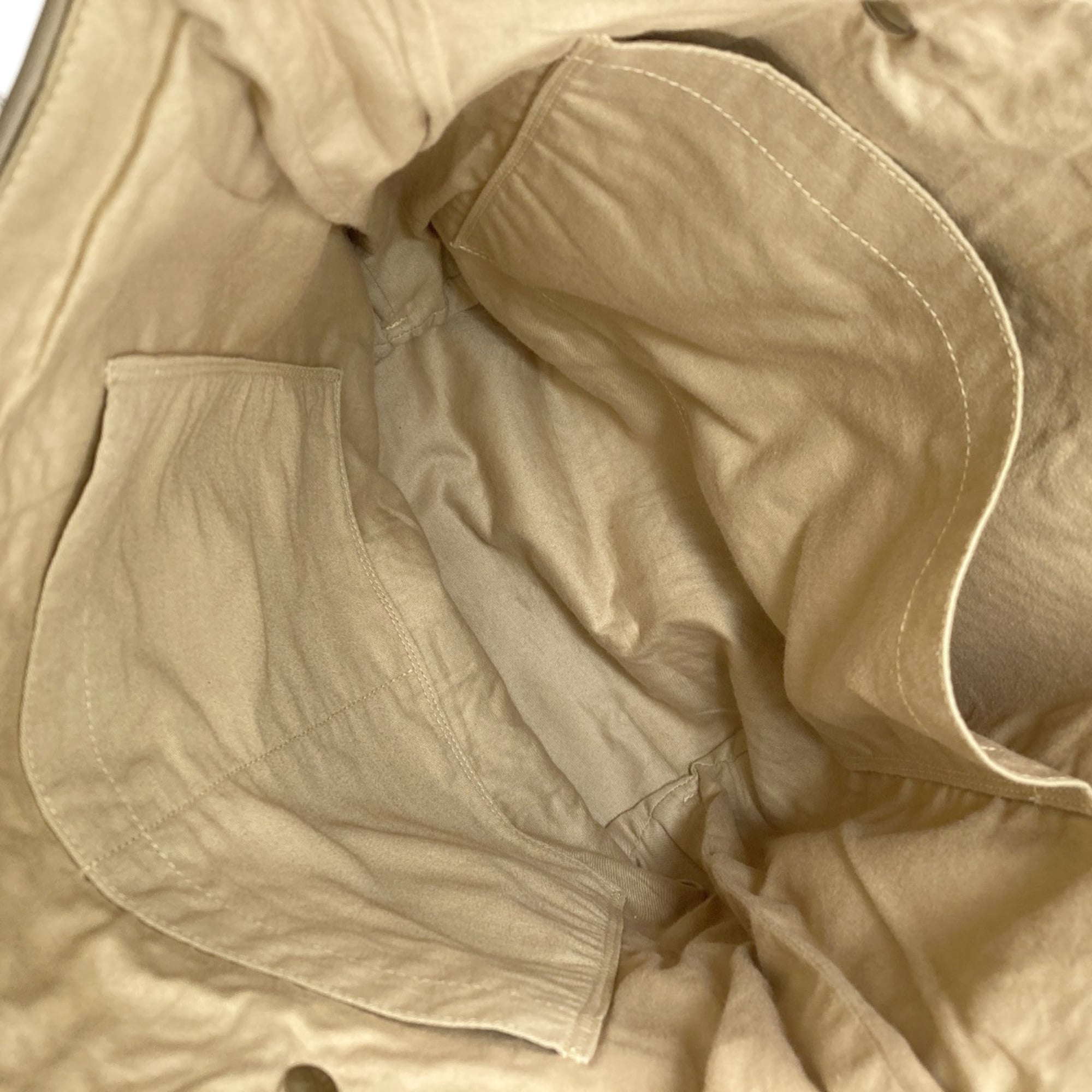 Hermes Beige Canvas Leather Tote Bag (Pre-Owned)