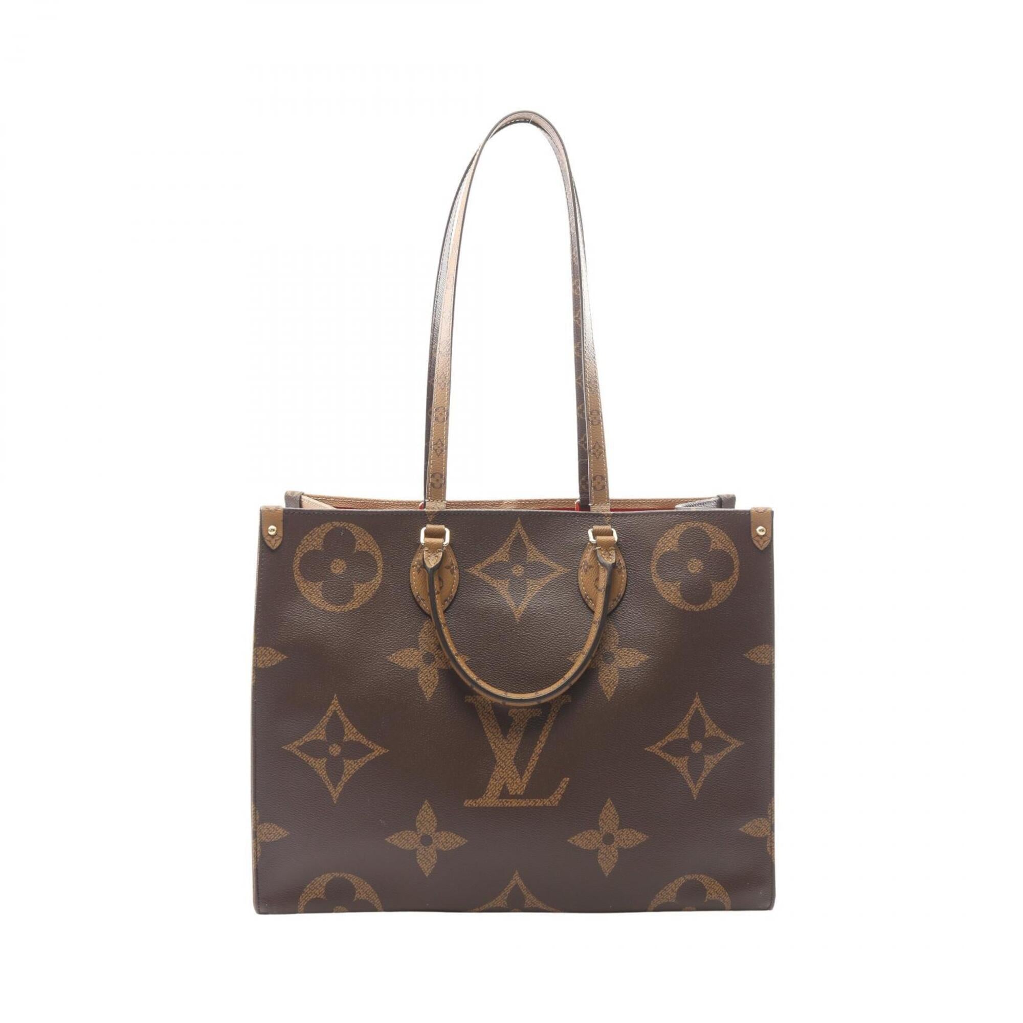 Louis Vuitton Beige Brown Coated Canvas Pvc Monogram Reverse Leather Handbag Tote Bag (Pre-Owned)