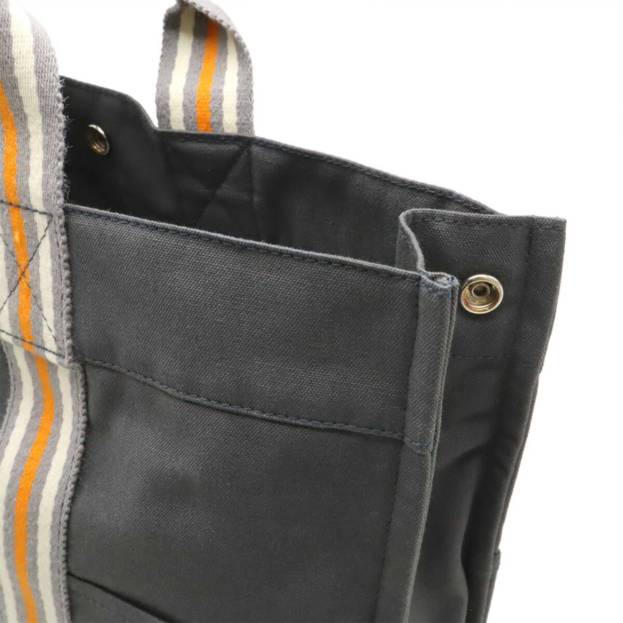Hermes Gray Orange White Canvas Handbag Tote Bag (Pre-Owned)