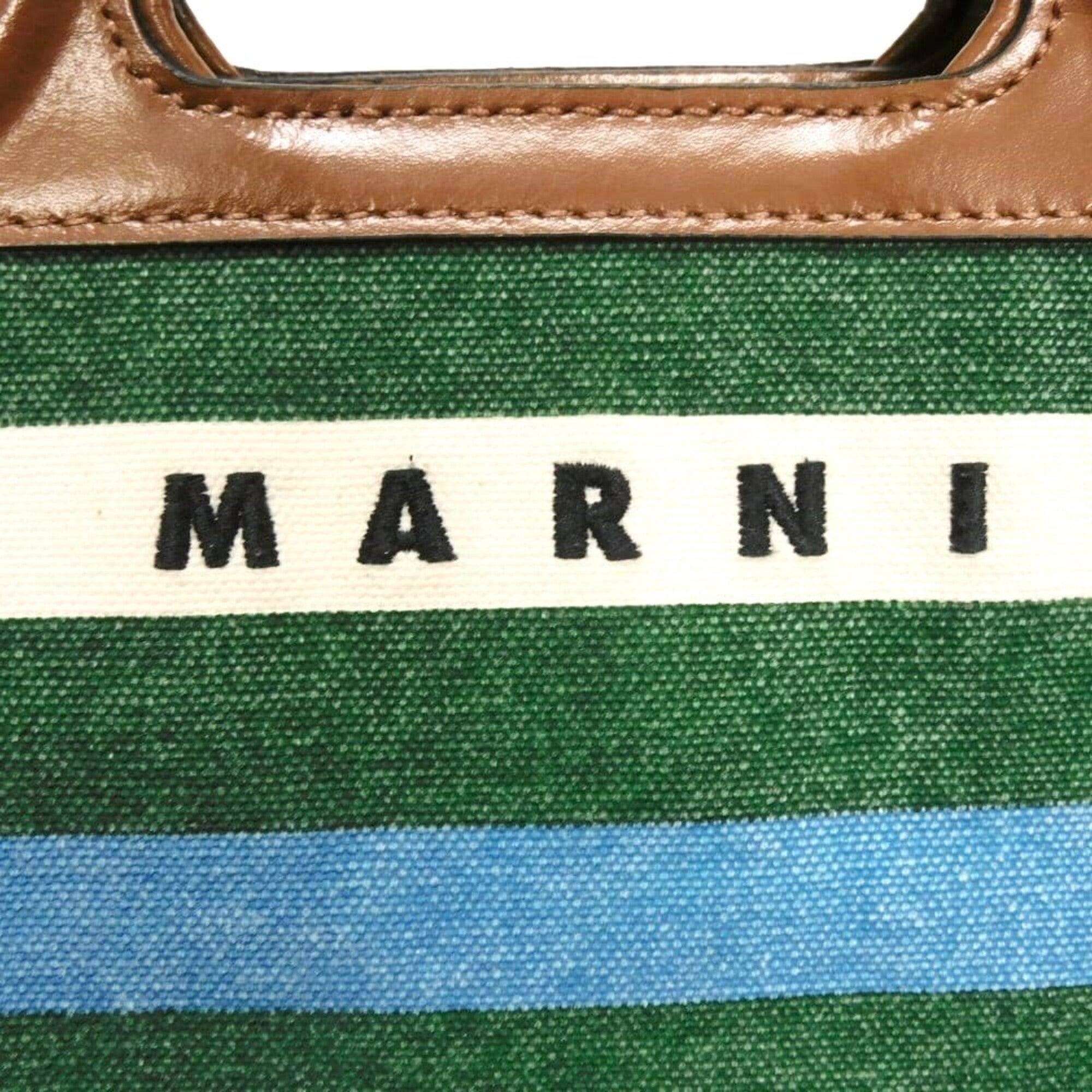 Marni Green Cotton Canvas Basket Handbag (Pre-Owned)